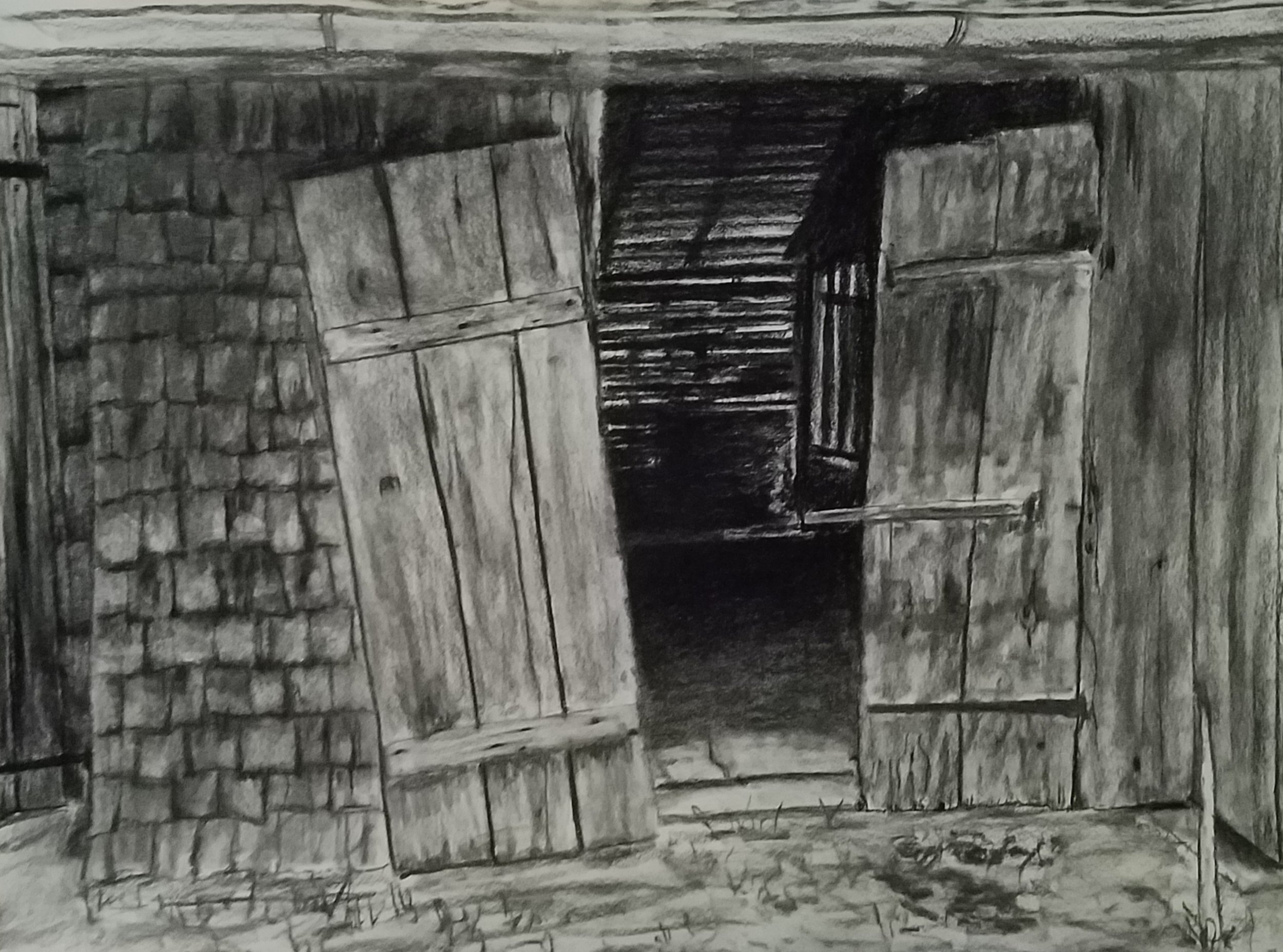 Alpine Shed; charcoal; 2018