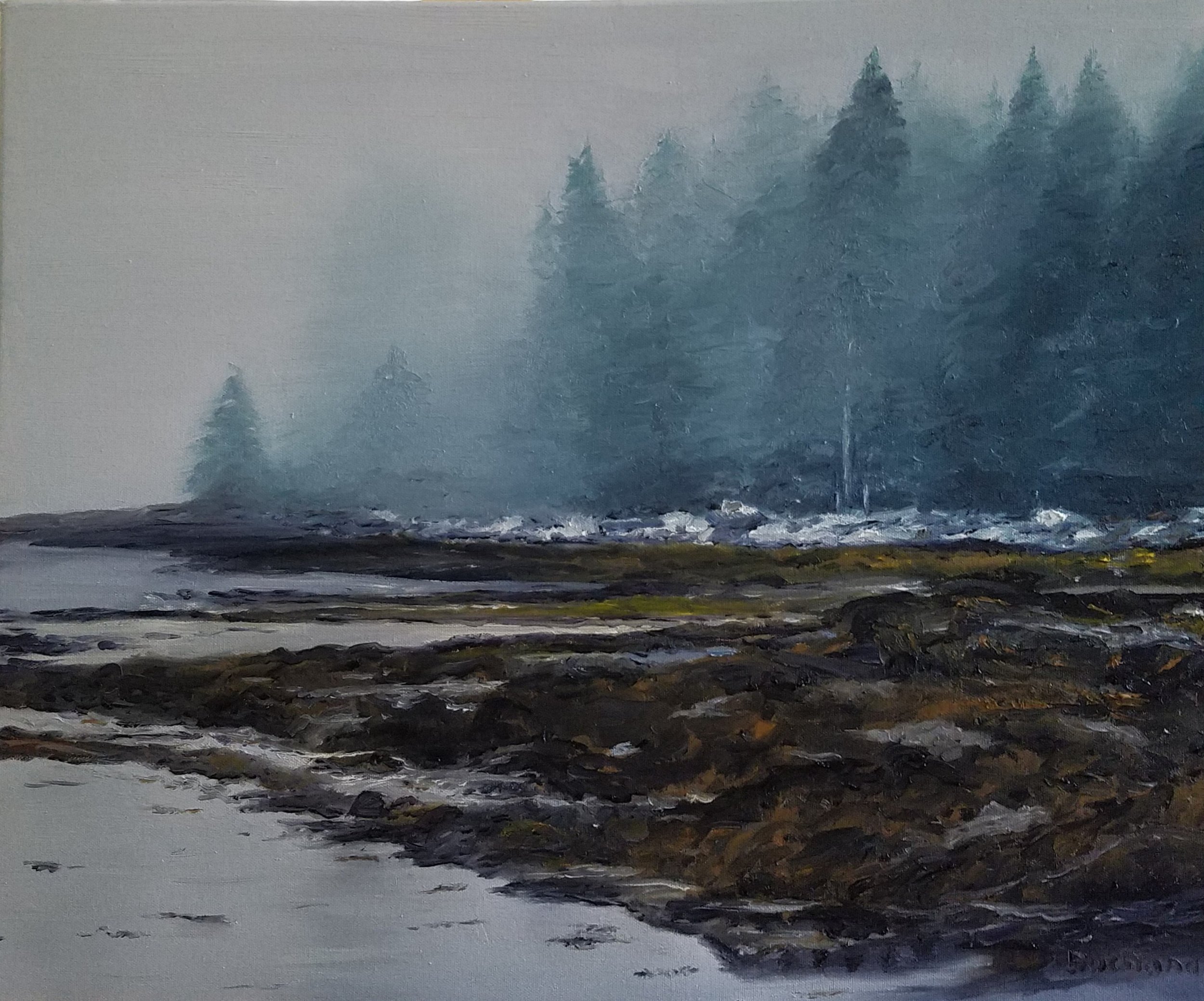 Foggy Morning in Maine; oil on canvas; 2018