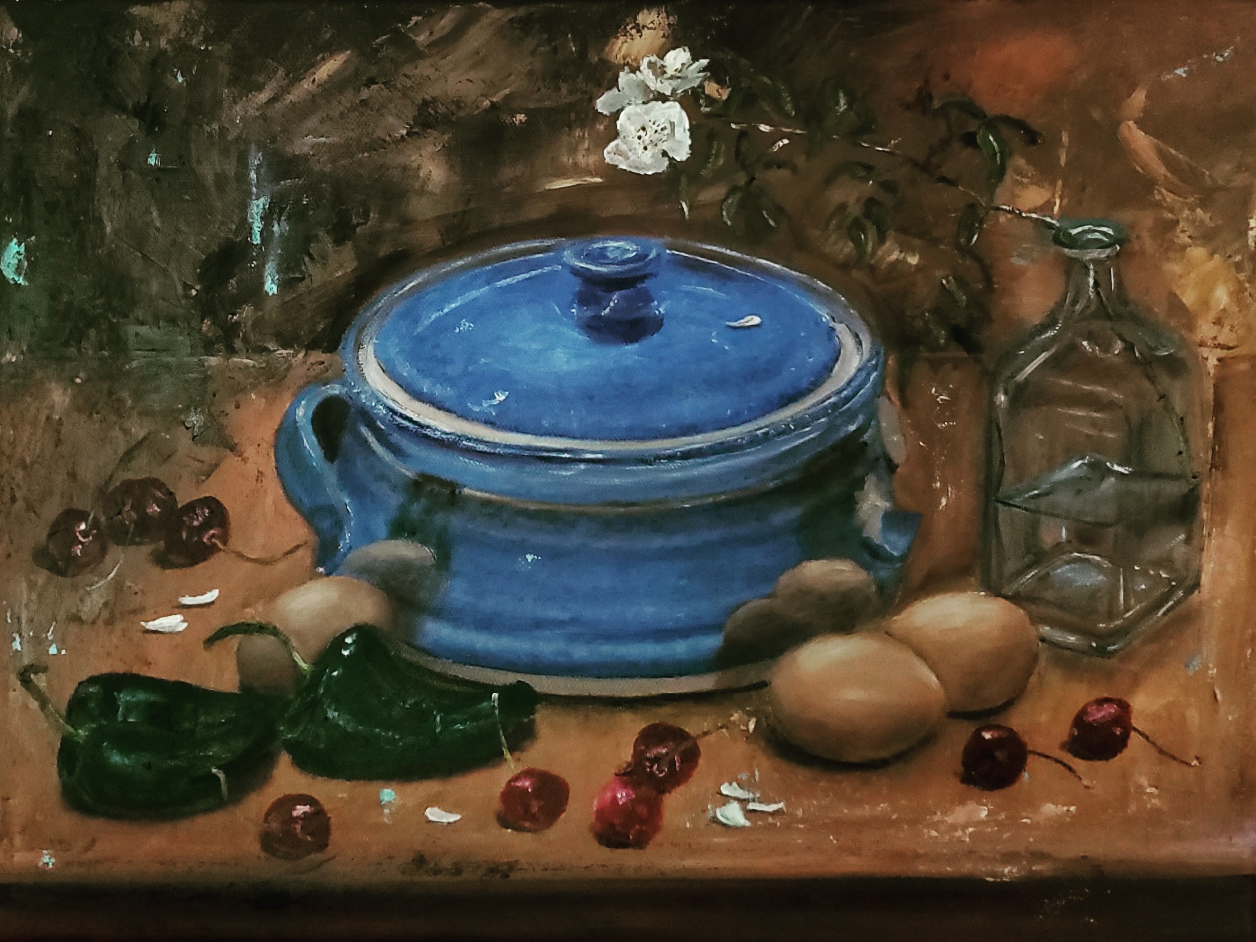 Stillife with Blue Casserole; oil on canvas; 2019