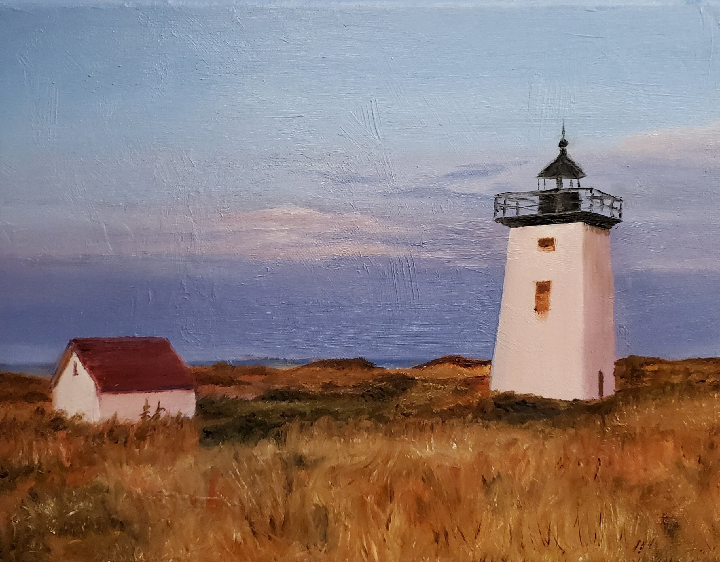 Sunrise at Wood End Lighthouse, Provincetown, from a friend's photo; oil on canvas; 2019; SOLD