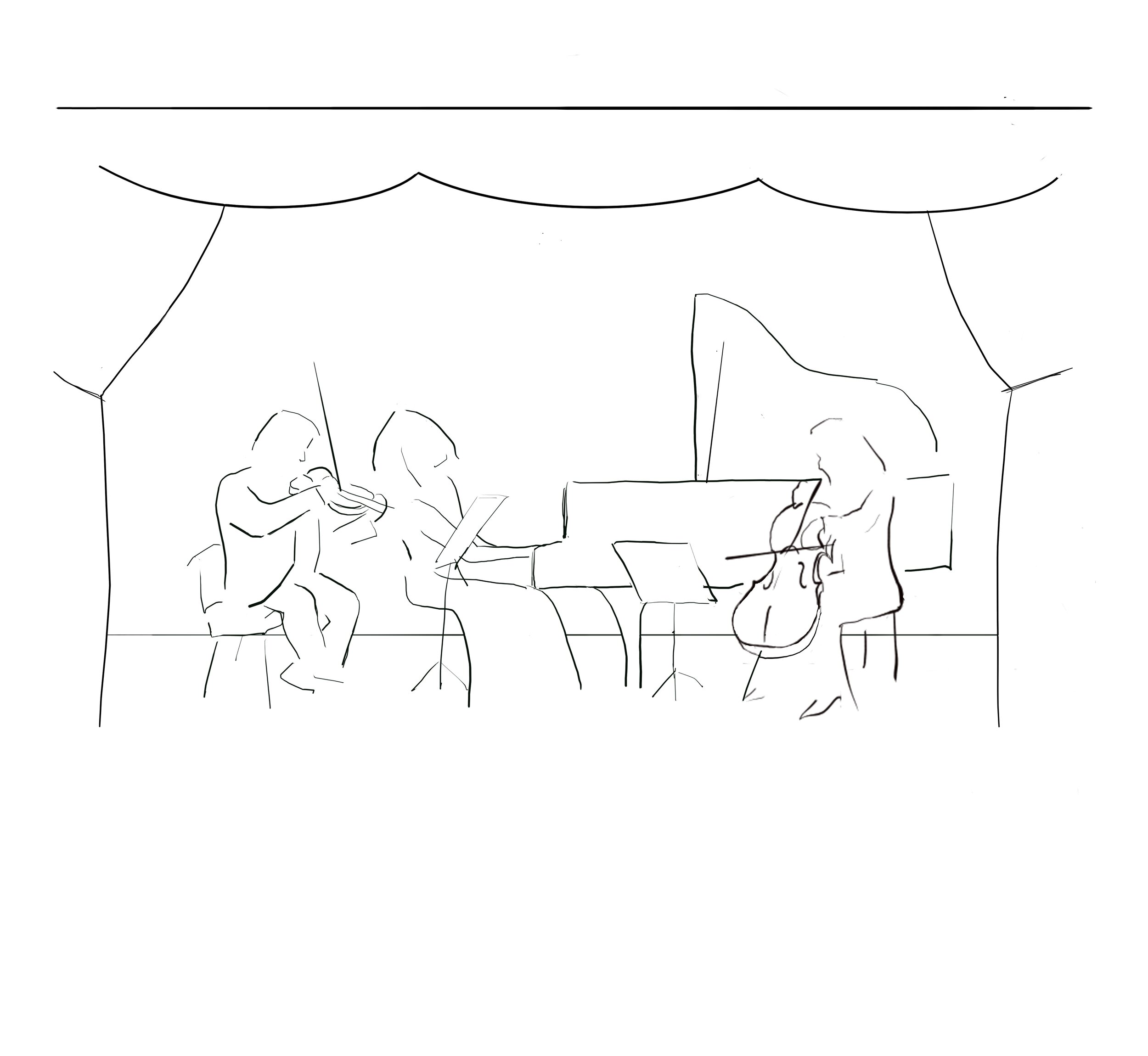 Piano Trio; 2020, drawn with Krita
