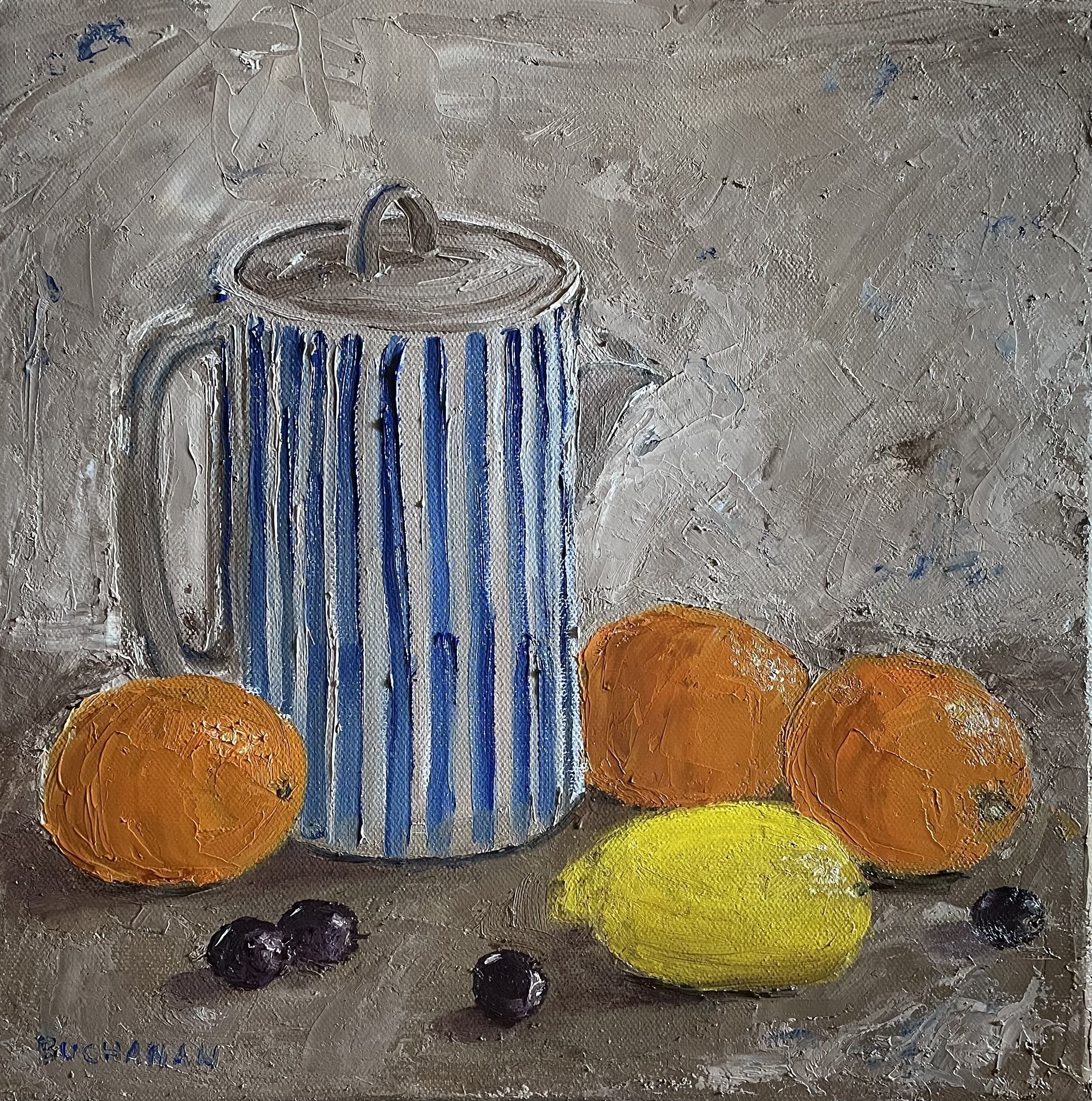 Still Life with Oranges, Grapes and Lemon; 2022