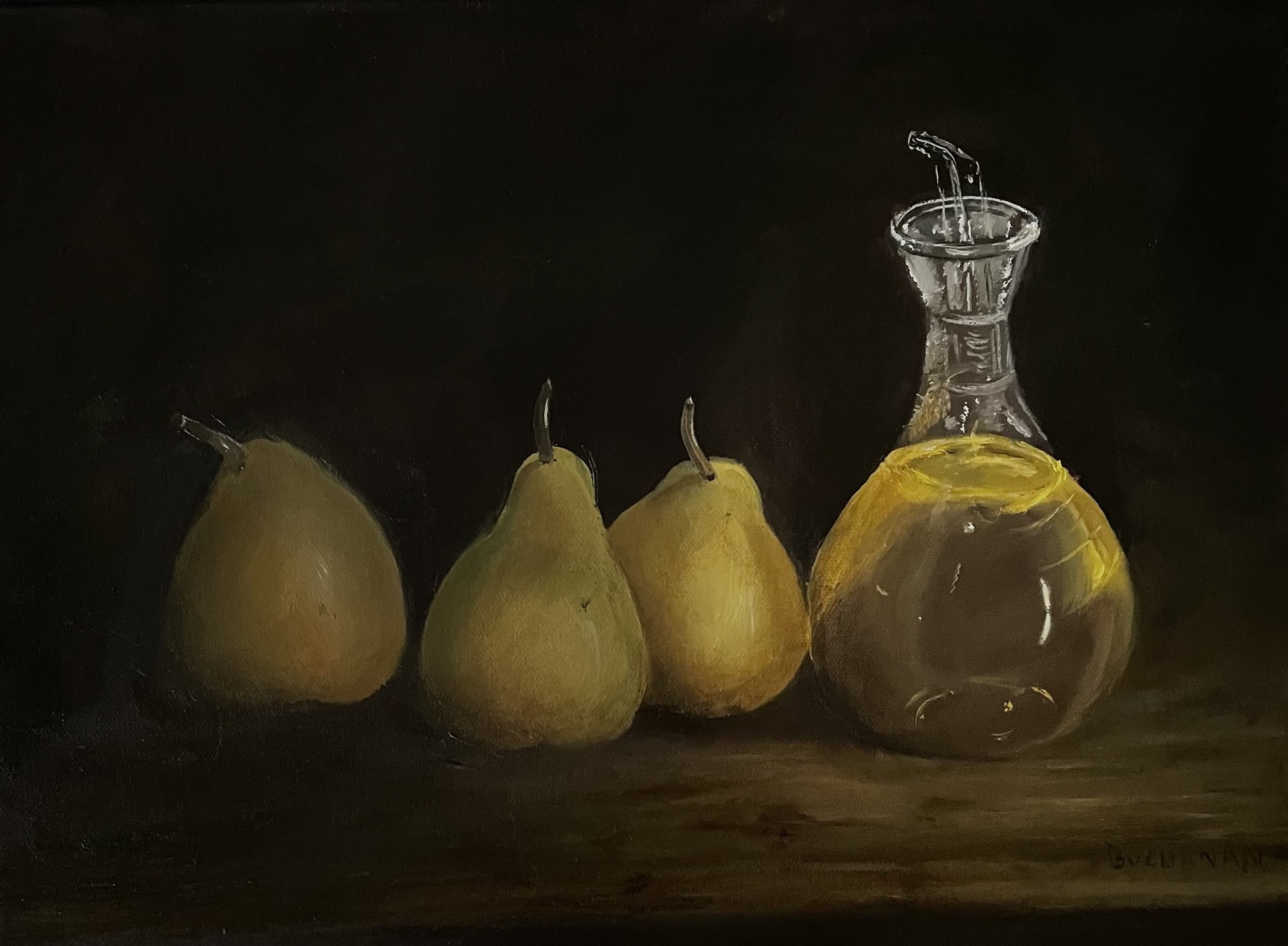 Still Life with Pears and Olive Oil 1; 2022