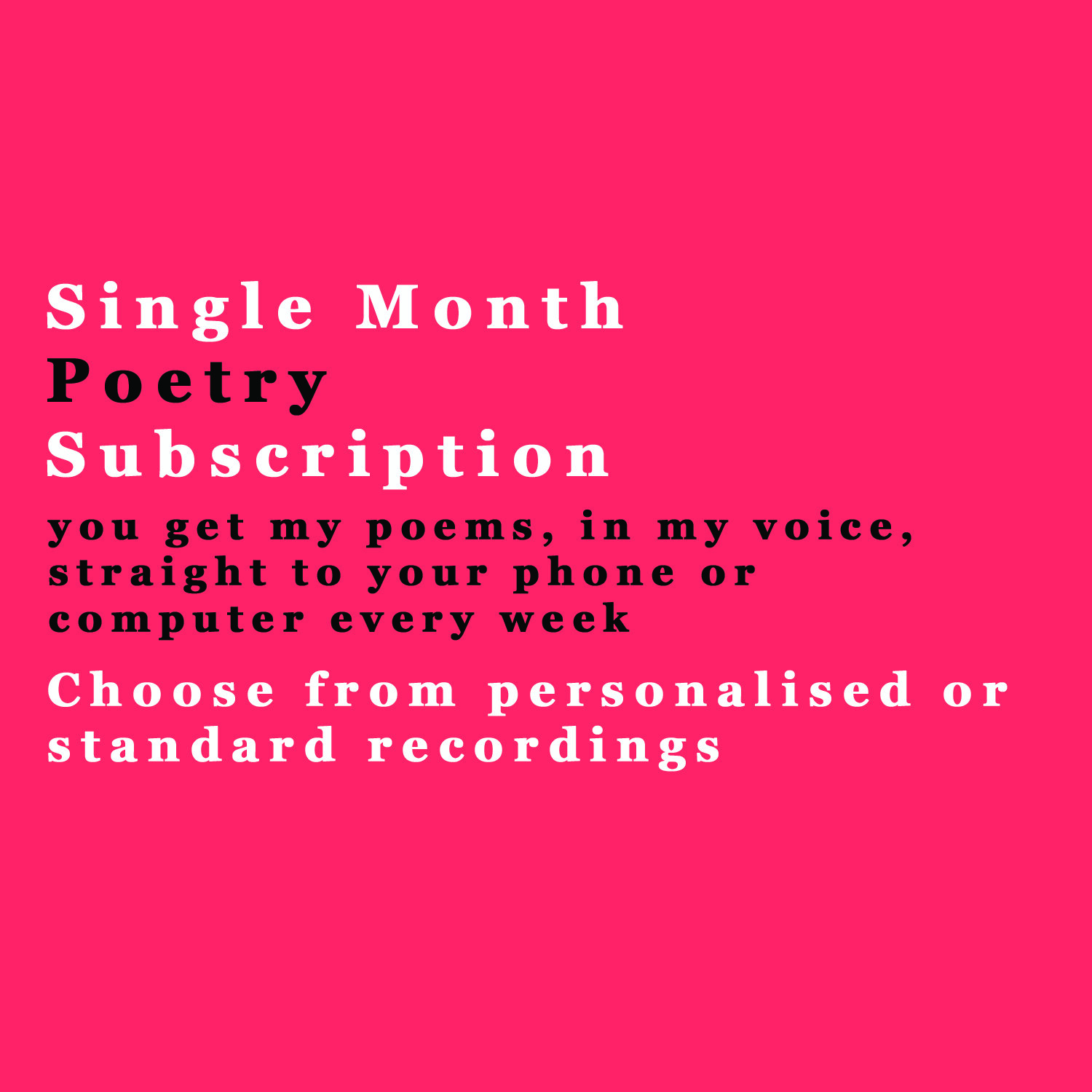 Single Month Poetry Subscription