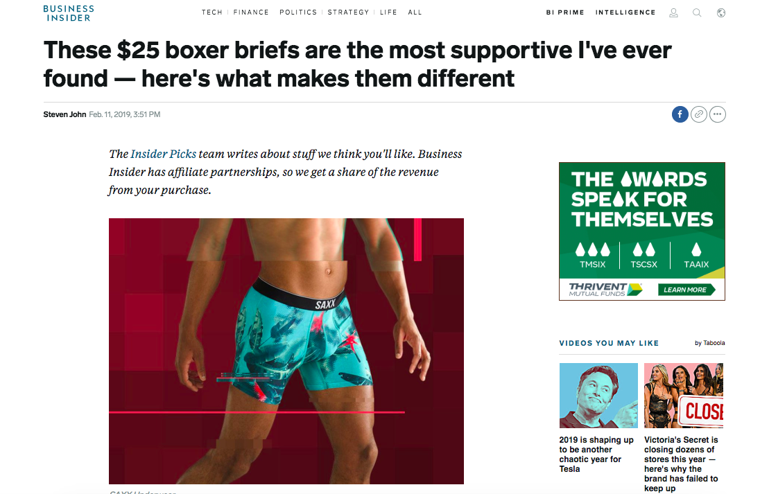 SAXX in Business Insider