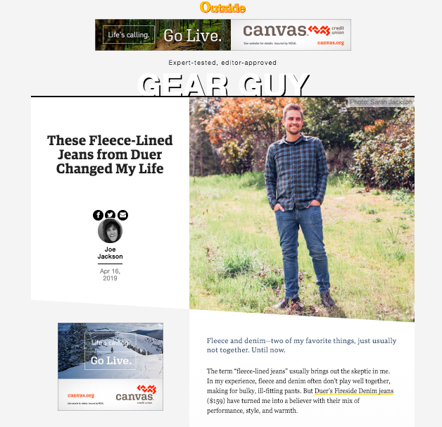 DUER in Outside Magazine