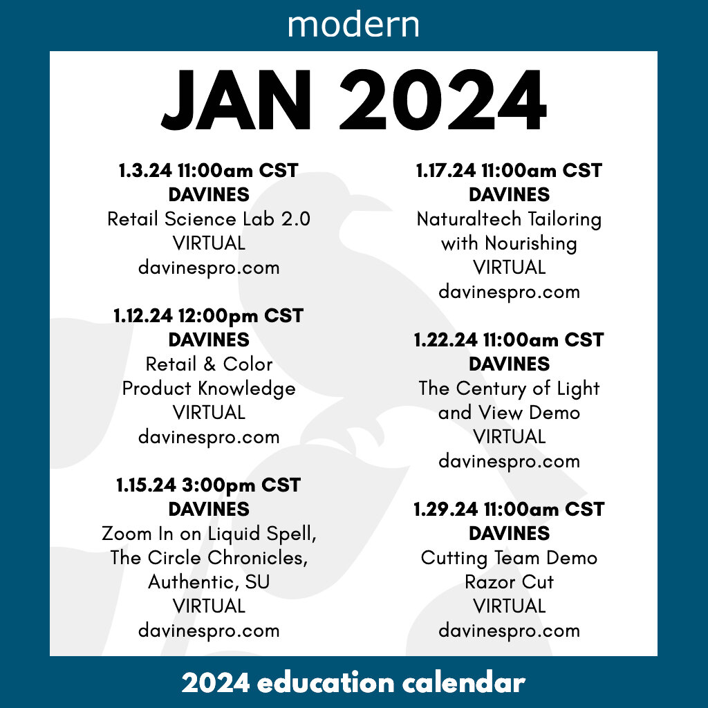 Who's ready to elevate their craft and be truly inspired in 2024?! ✨ Our January Education Snapshot is here, and our full quarterly education calendar is live on our website! This year, we're covering everything from cutting-edge techniques and trend
