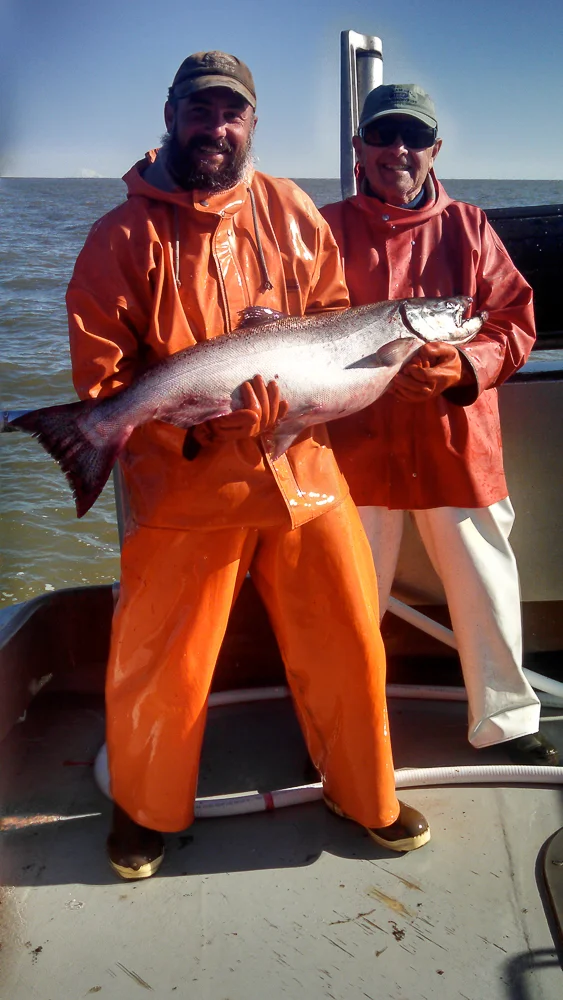 Adam and his dad Art with a sizeable King salmon.