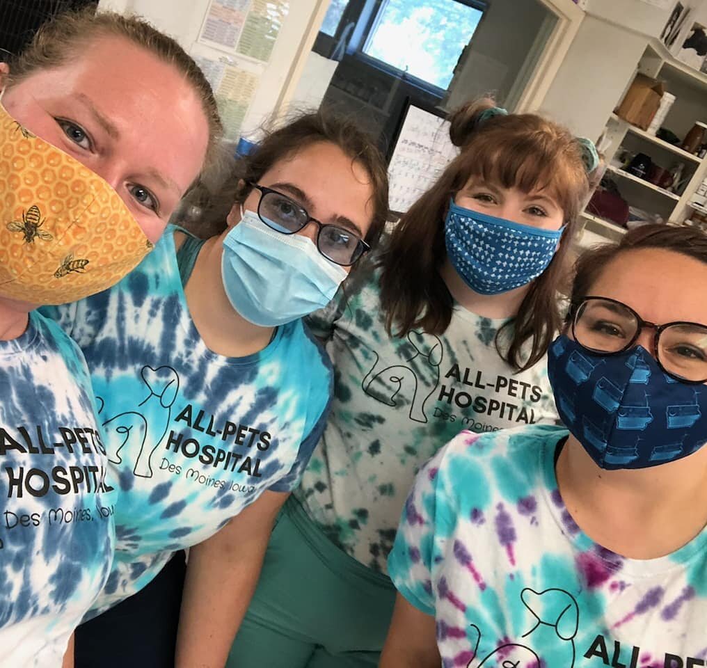 We don't require matching uniforms at All-Pets because we like to encourage self expression and enjoying what you wear to work - but it's still fun when we all happen to match!