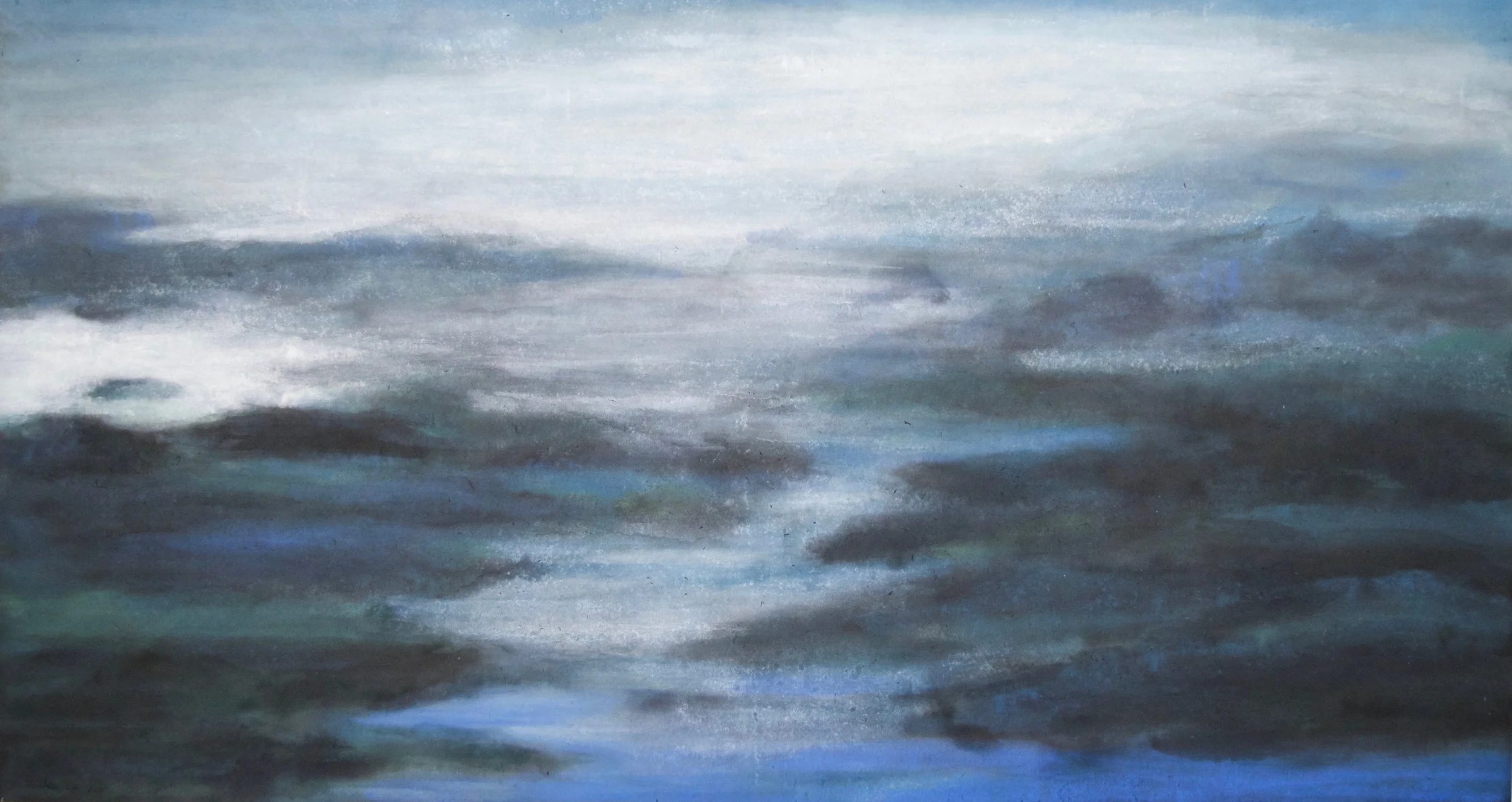 The Sippewissett marsh 31"x58", Watercolor on rice paper, 2016.