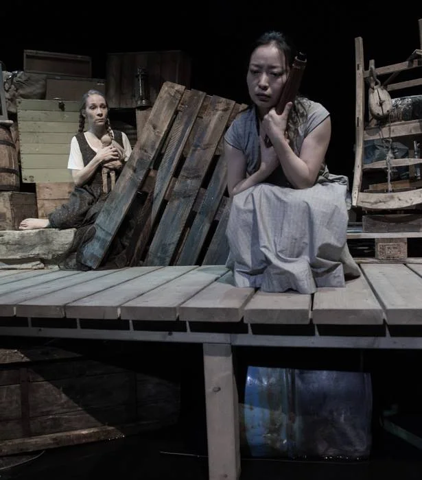 Scene 3: The Girl (Hilde Stensland, left) and Woman with Parasol (Jeungsook Yoo right)