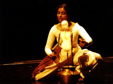 The rod puppet cast of ice that begins to melt during the performance.