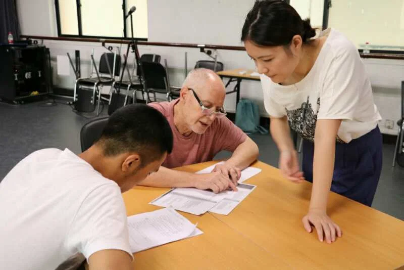 Detailed work via translator (Annie) on the Mandarin translation of Beckett's OHIO IMPROMPTU. We worked specifically on the tempo-rhythm of each text with specific reference to Beckett's punctuation in the original English text, ensuring that the Mandarin translation captured as best it could something of the 'movement' of the original text.