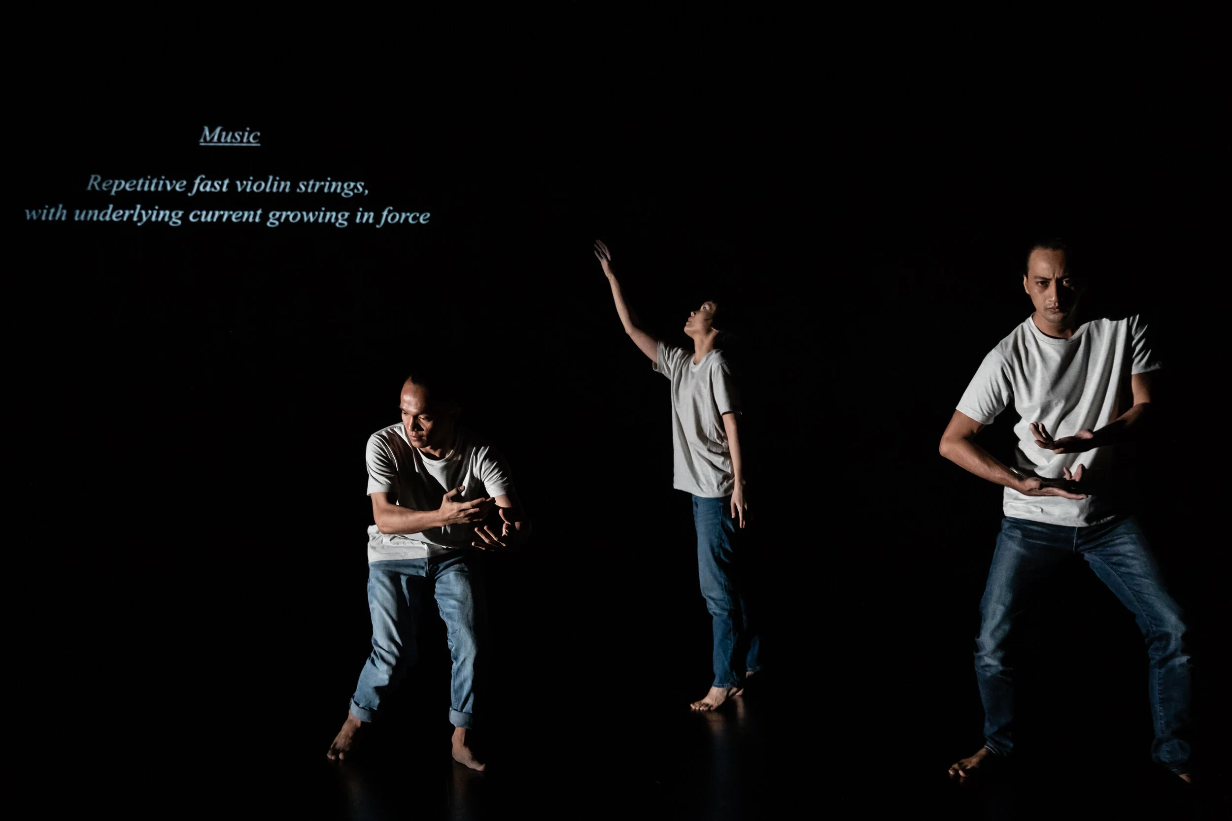 Movement score in the scene changeover between Scenes 2 and 3. Photo Bernie Ng.