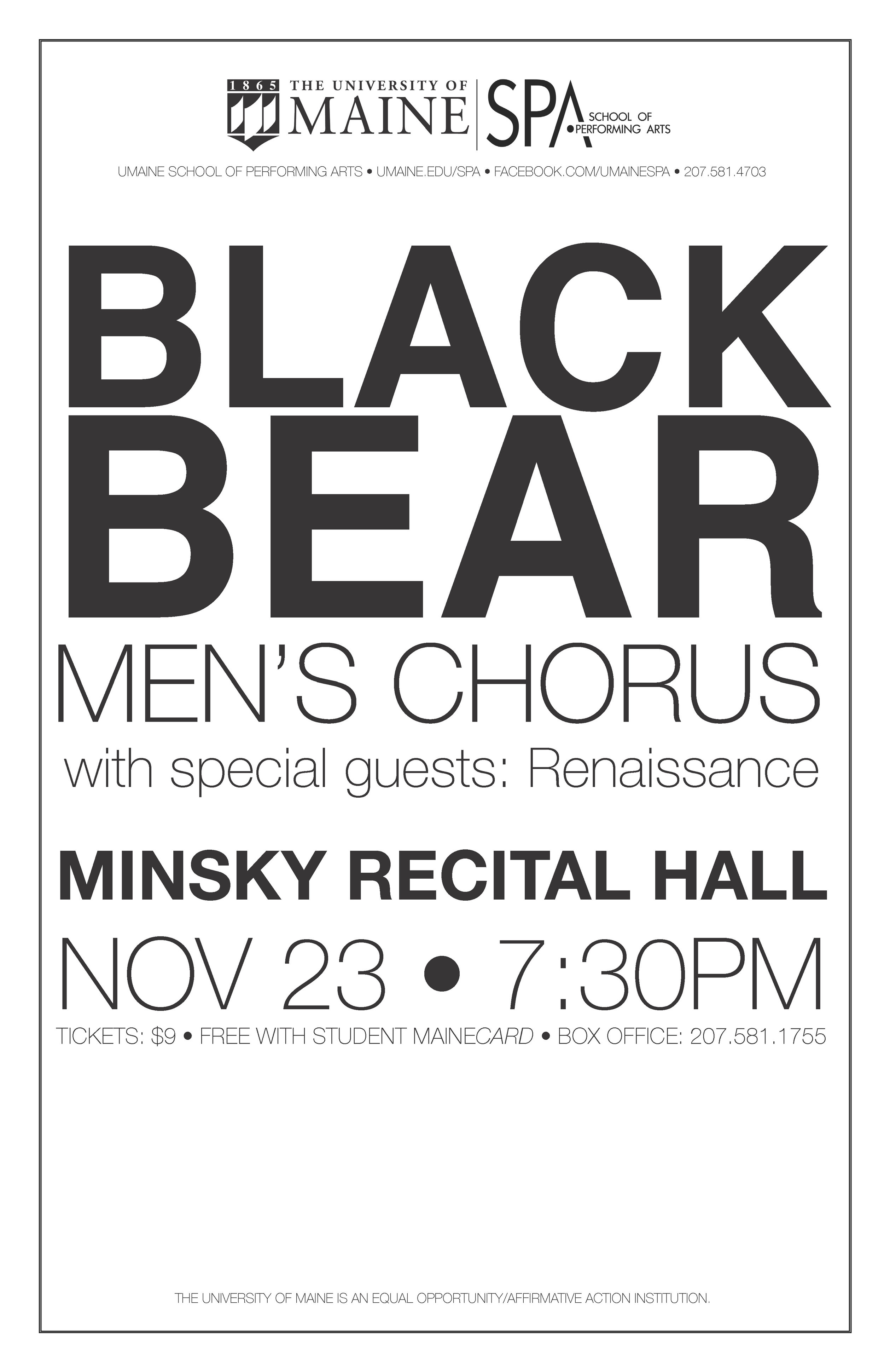  University of Maine, School of Performing Arts, Black Bear Men's Chorus 