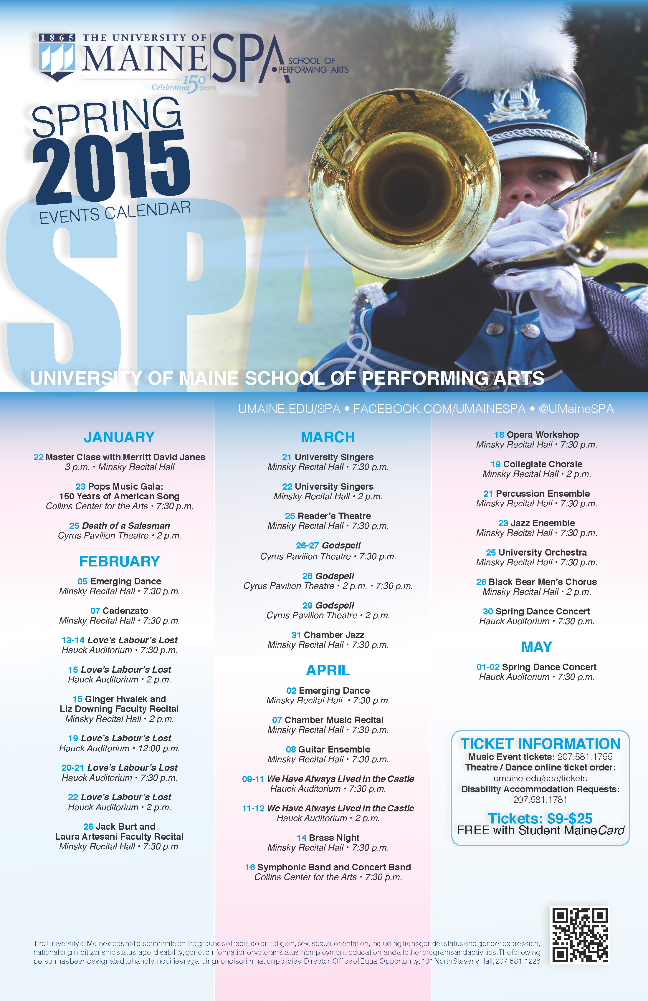  University of Maine, School of Performing Arts, Events Calendar&nbsp; 