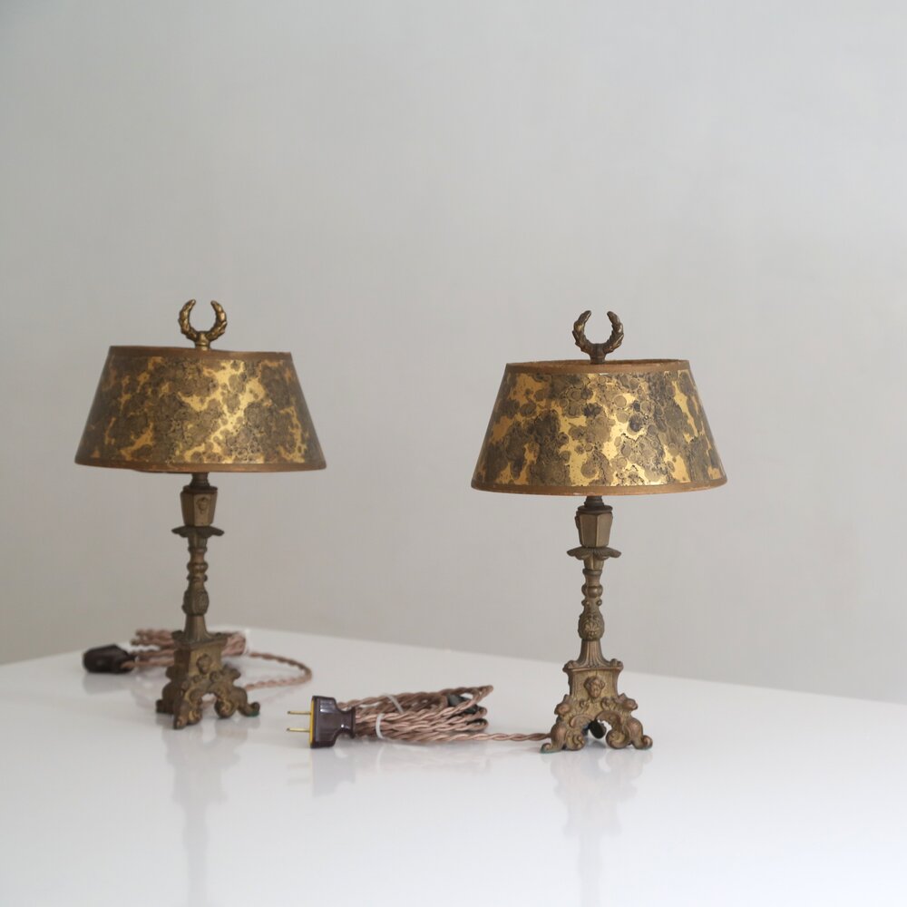 Antique Solid Brass Table Lamps France, Brass Table Lamp Vintage