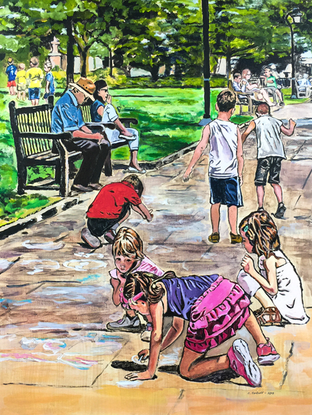 Sidewalk Chalk Drawing at Washington Square Park