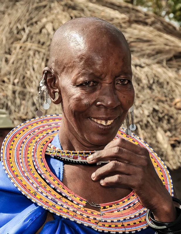 Smiling Maasai Woman with Necklace, Tanzania