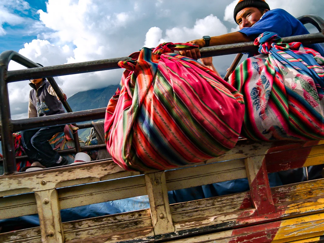 Man on Truck with Bags, Cusco, Peru