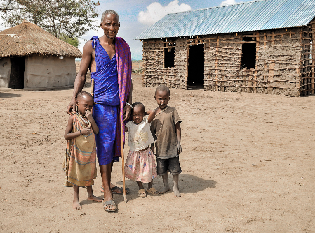 Maasai Father and Children