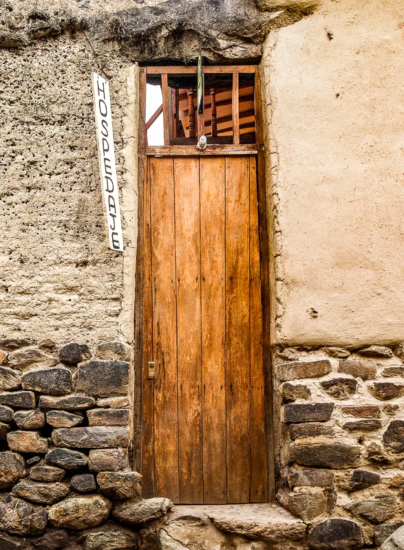 Wood Inca Arch Door, Adobe Wall, Cusco, Peru