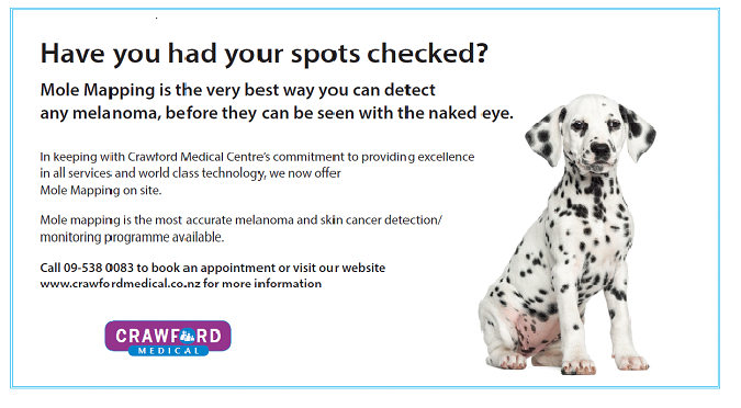 Crawford Medical Centre has a comprehensive Mole Mapping service. Contact us today to book an appointment with one of our Doctors.