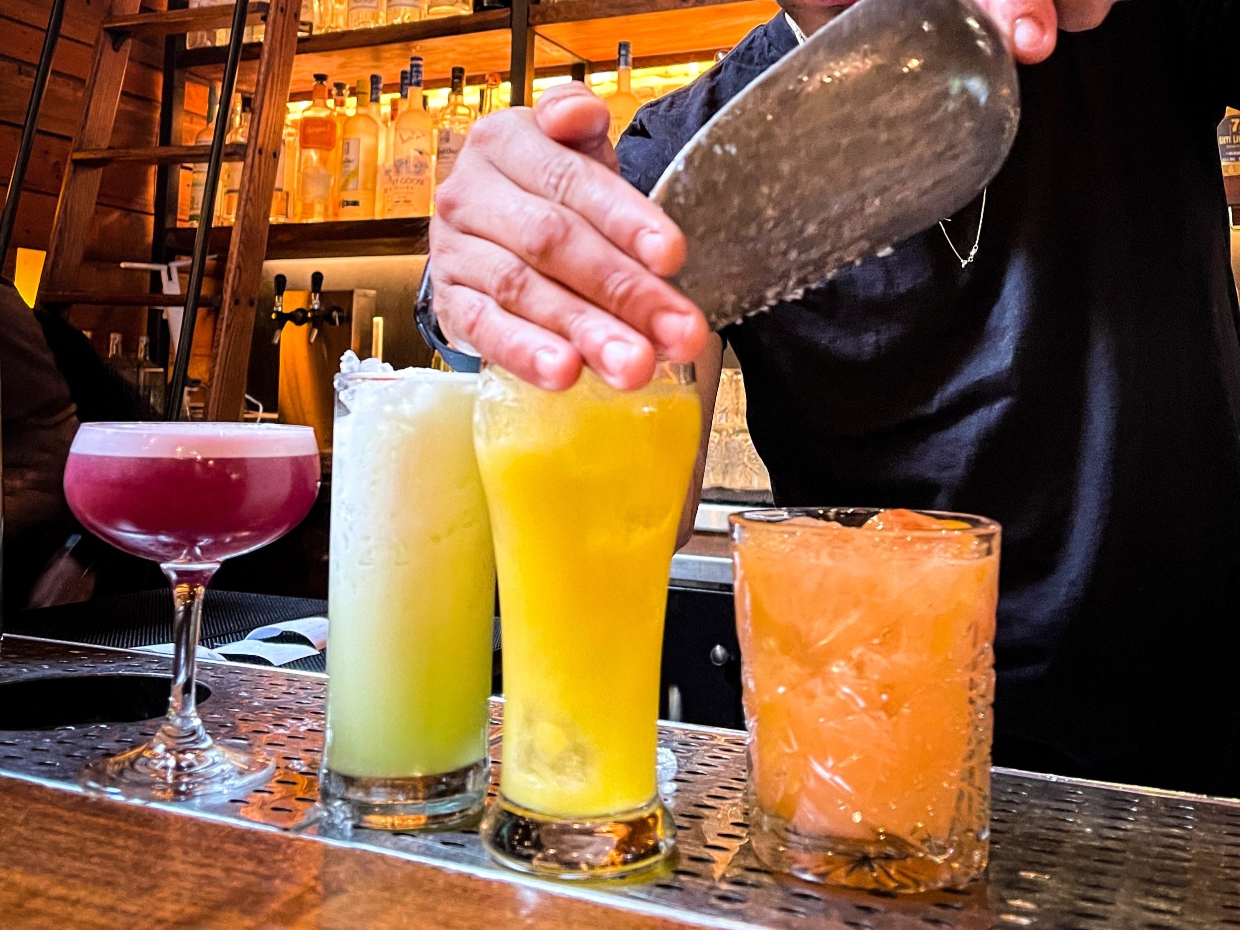 Bartender making drinks