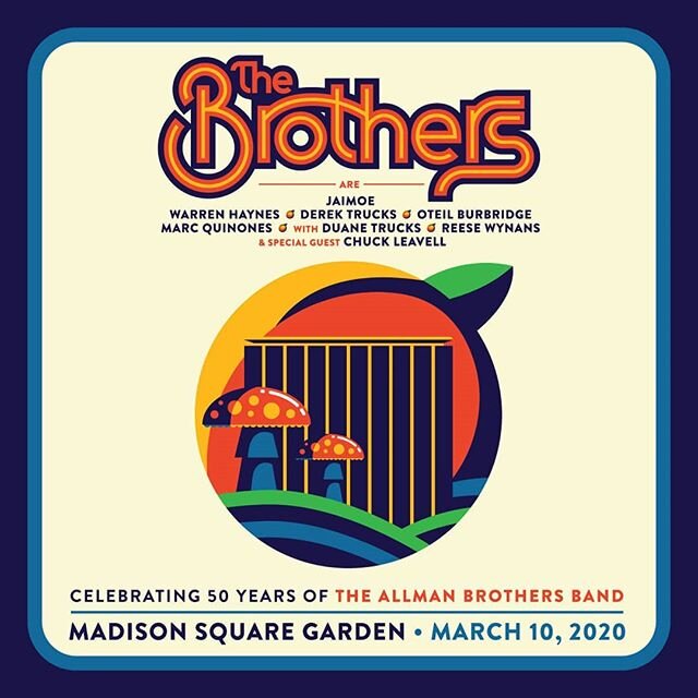 Beyond excited to celebrate 50 Years of The Allman Brothers Band March 10 at @TheGarden with @TheWarrenHaynes @JaimoeDrummer @DerekAndSusan @Oteil_Burbridge @MarcPerq @DTrucksDrums @ReeseWynans and special guest @Chuck_Leavell.

Presale tickets avail