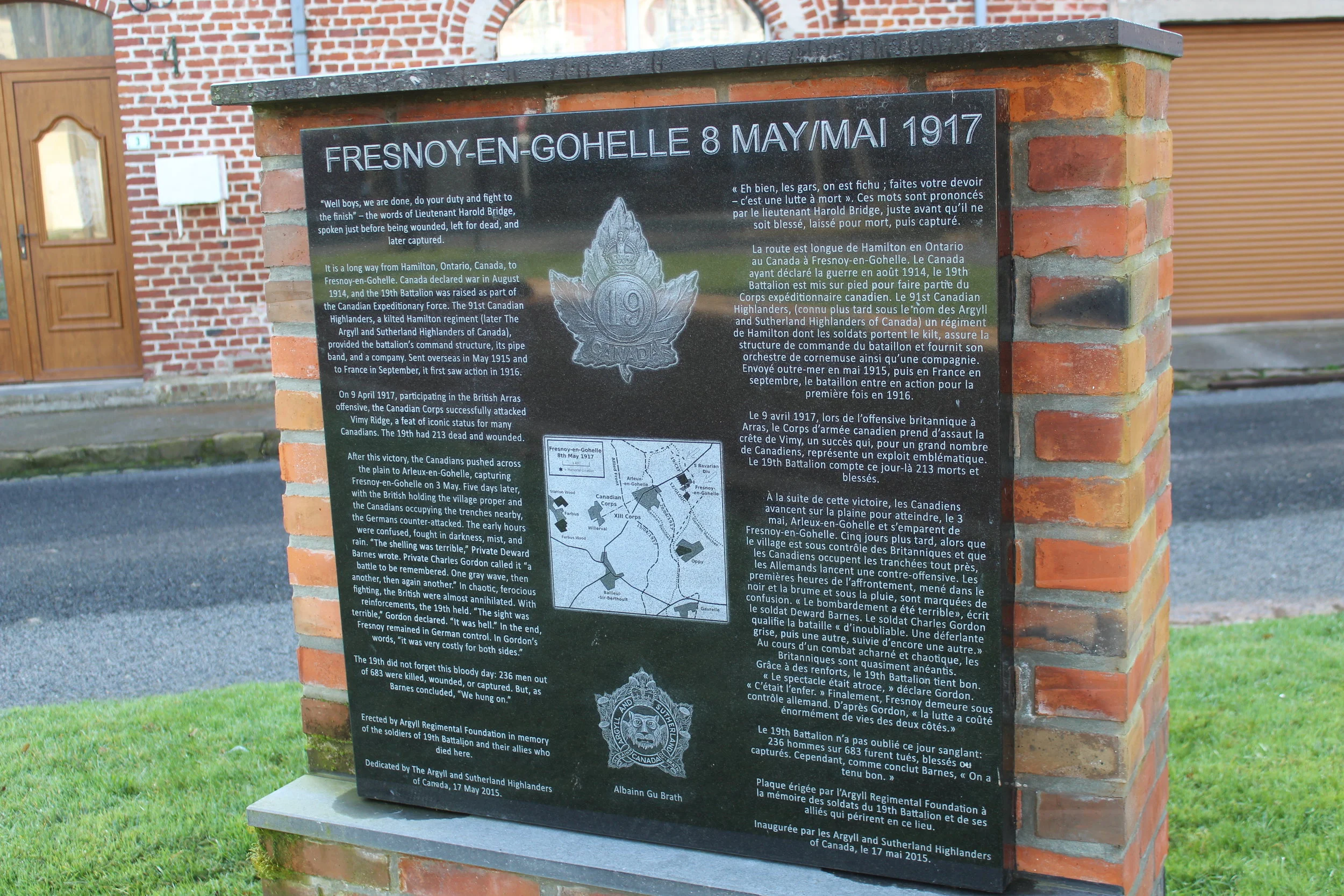 Monument to the Argyll and Sutherland Highlanders of Canada.