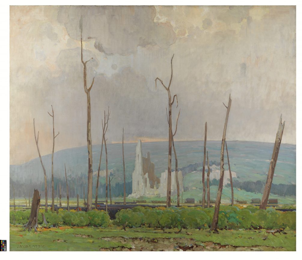 Ablain St-Nazaire, 1918, painting by John William Beatty, empoyed as an official war artist; image in Canadian War Museum Collection, Ottawa, Canada.