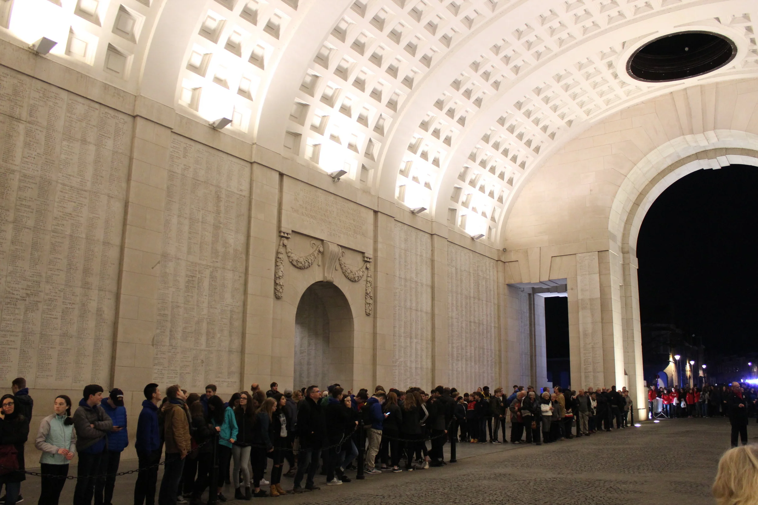 A crowd gathers for Menin Gate experience at 8PM, Ypres.