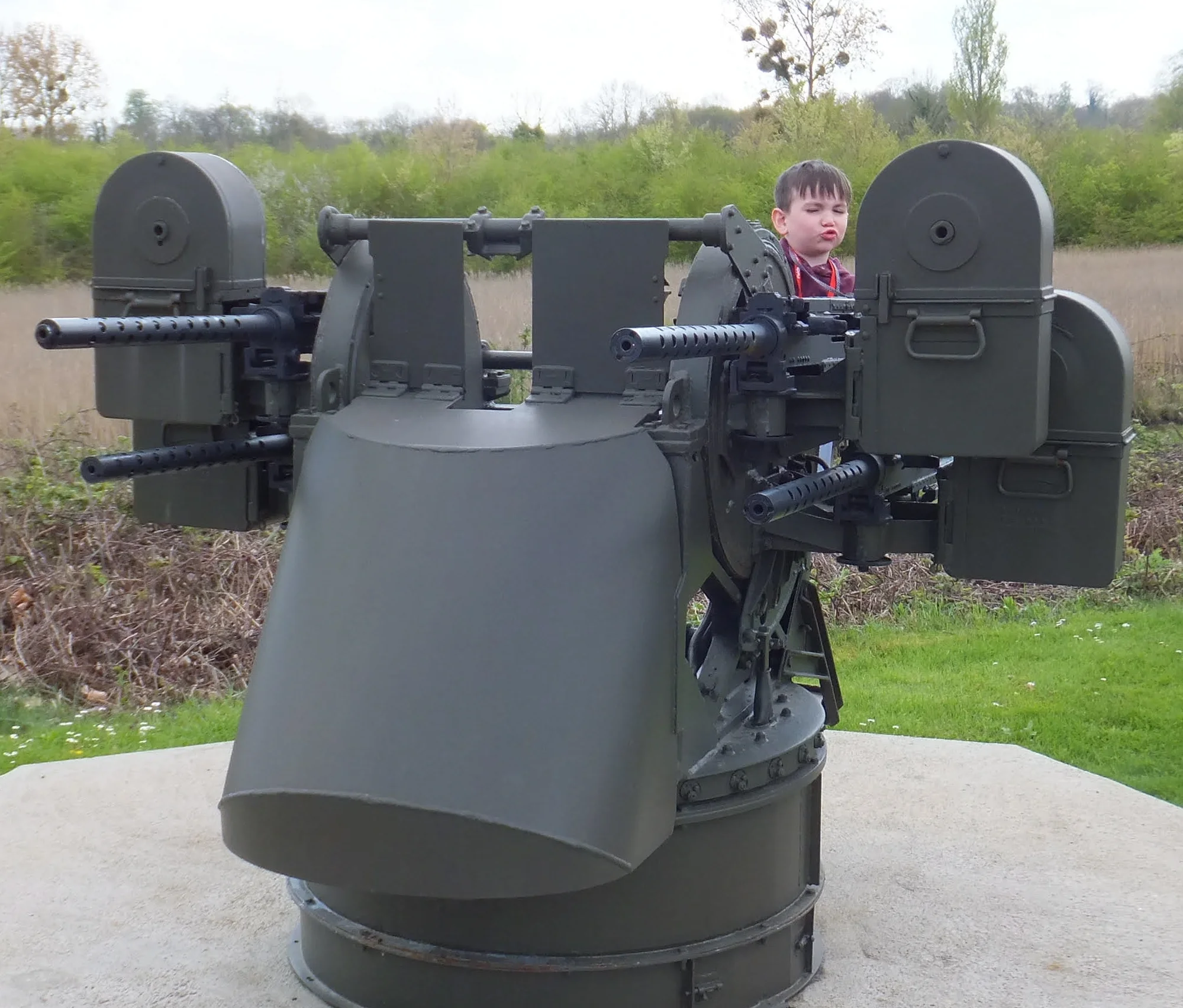 Using my imagination on the German gun at Pegasus Museum, Benouville.