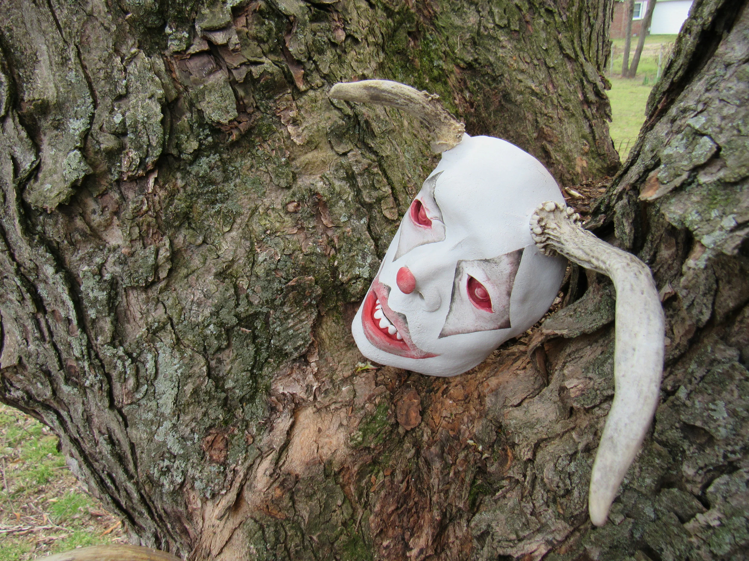 David Scott Smith, "Carny," stoneware and deer antler, 2018
