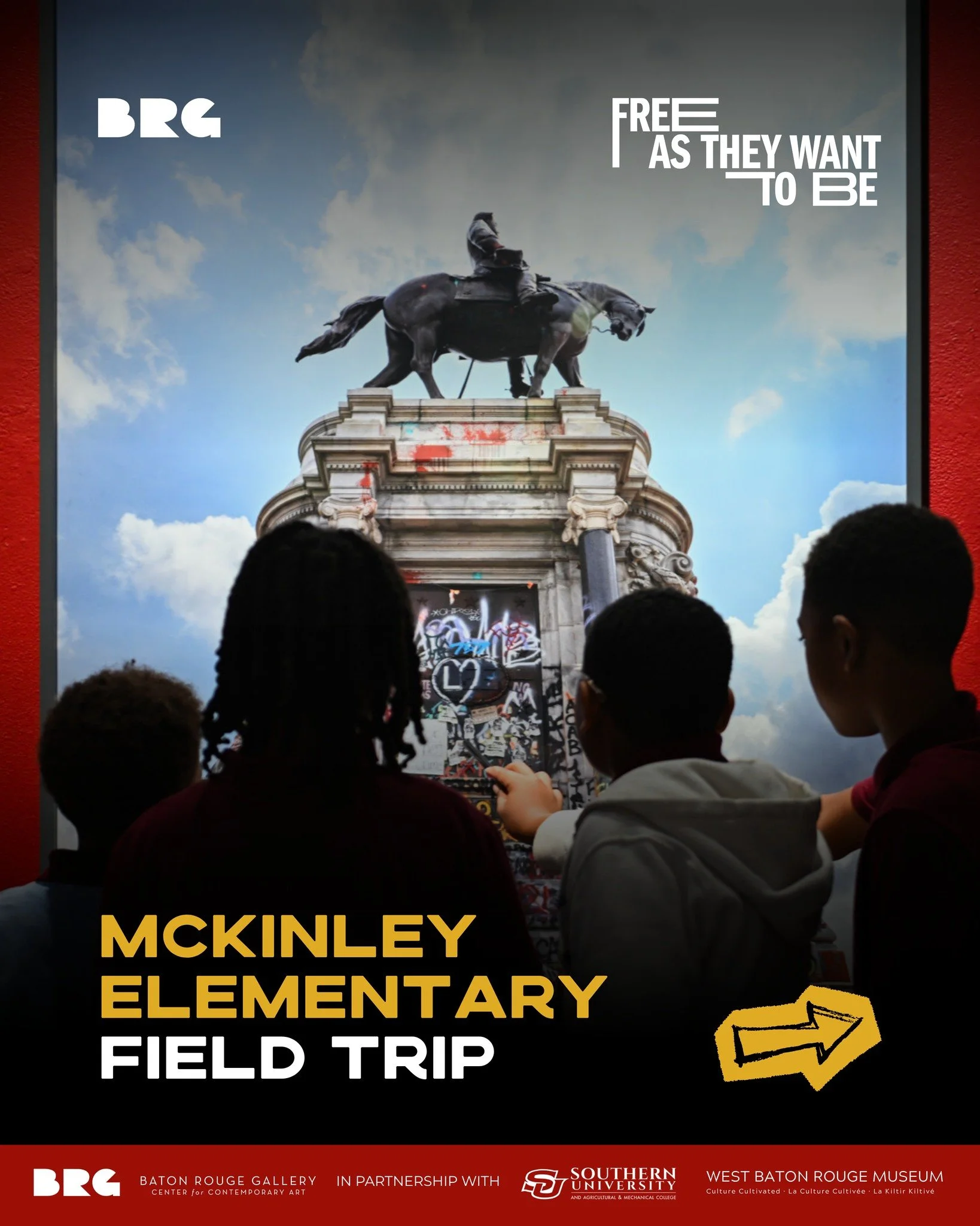 Today we had the pleasure of hosting McKinley Magnet Elementary students as we gave them a tour of this month's special exhibition, "Free as they want to be: Artist Committed to Memory' spread across all three sites including Baton Rouge Gallery