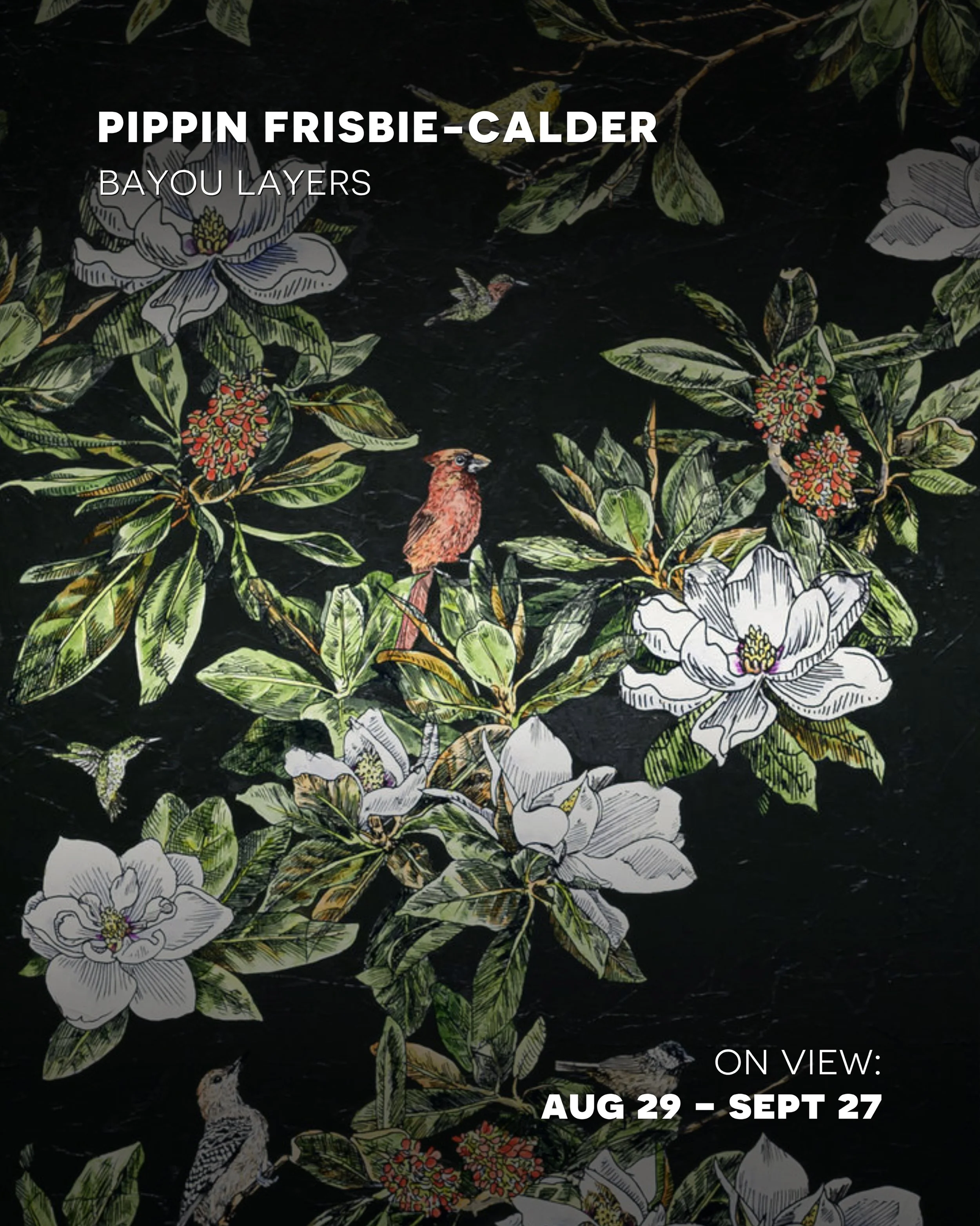 A sample of the newest works of BRG exhibiting artist Pippin Frisbie-Calder. &ldquo;Bayou Layers&rdquo; is Pippin&rsquo;s debut exhibition with us which illustrates her printmaking processes and the relationship between art and environmentalism. 

Ex