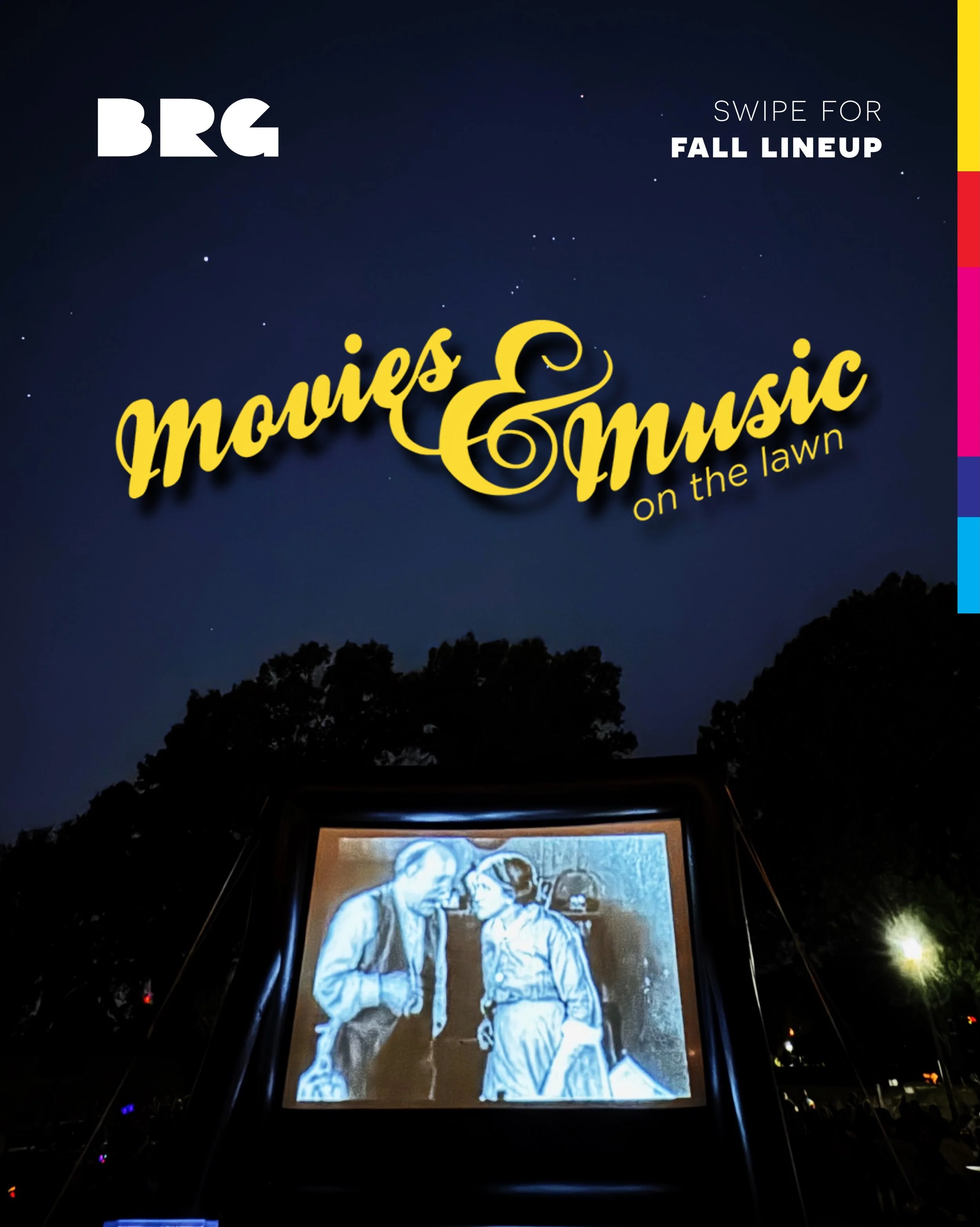 Movies &amp; Music On The Lawn 
Fall Lineup &mdash;>

Saturday, September 26, 8-10pm
The Illusionist &amp; Breadstick Space Opera
@breadstickspaceopera 

Saturday, October 17, 8-10pm
The Phantom Carriage &amp; WOORMS
@woorms_ 

Bring your picnic b