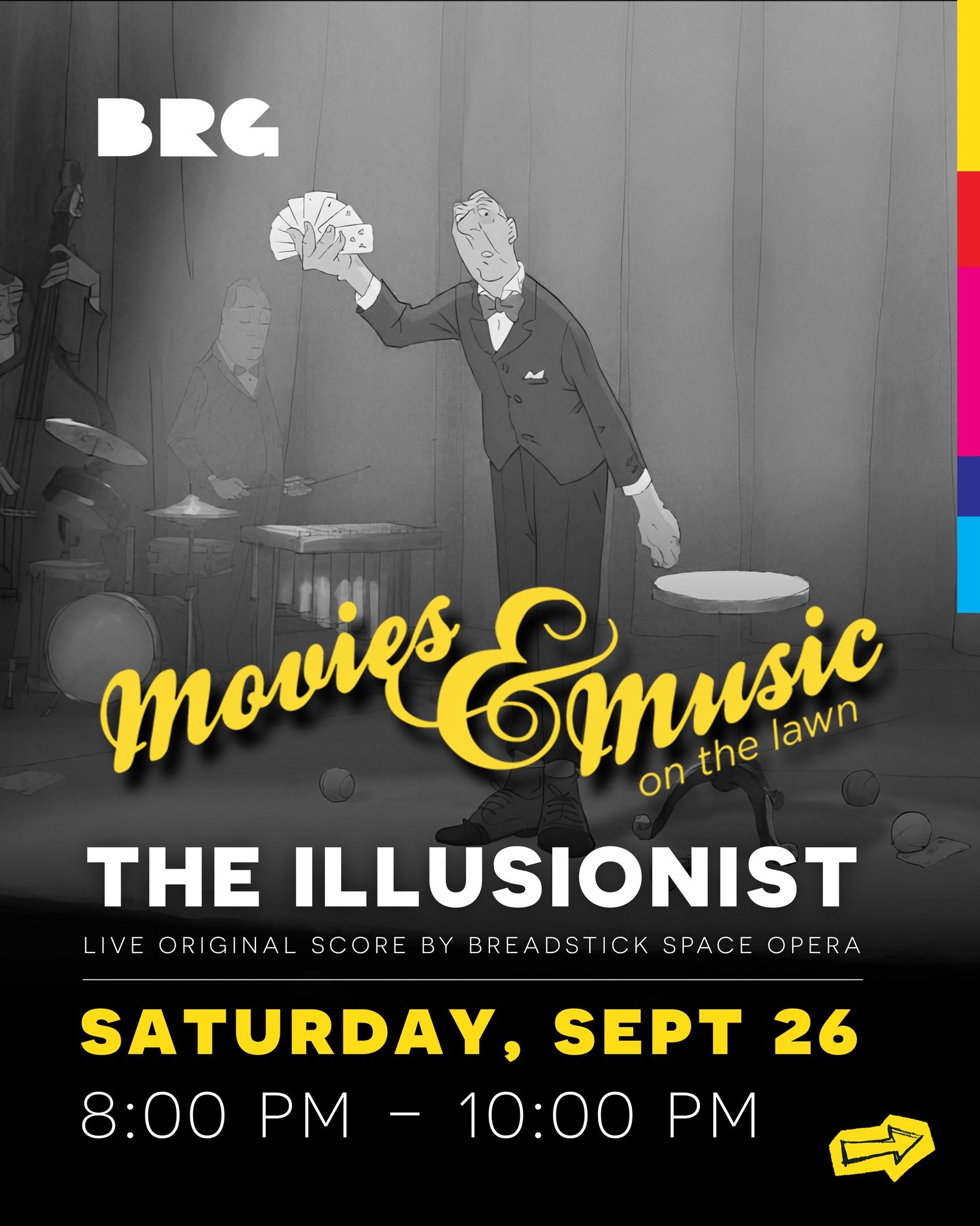 Hey Baton Rouge, here is your week-of reminder to join us this Saturday evening on September 26, from 8PM-10PM for our screening of the silent film The Illusionist alongside a live original score by Baton Rouge's own Breadstick Space Opera. This even