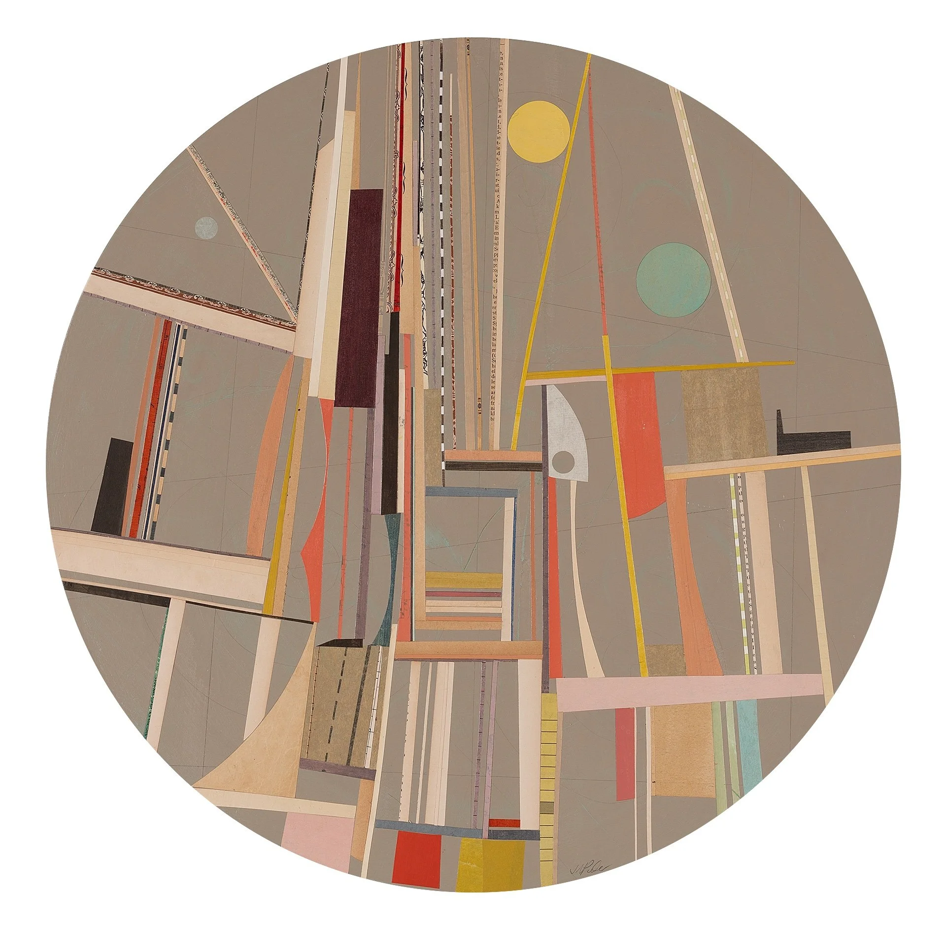 ©Jacqueline Dee Parker. Timepiece (Site 24). vintage paper, acrylic and graphite on cradled wood panel, 24 in. dia..jpg