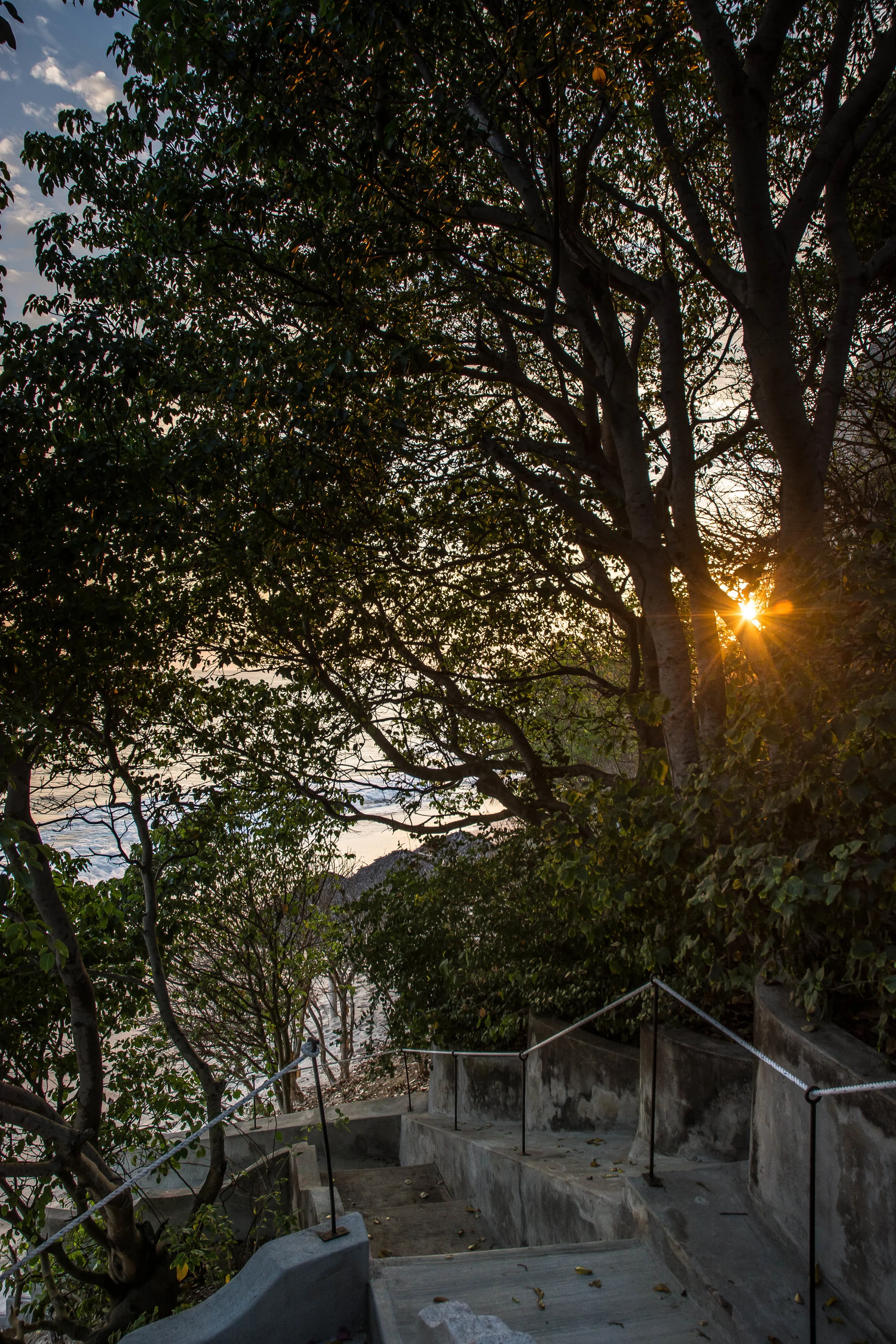 Steps down to beach.