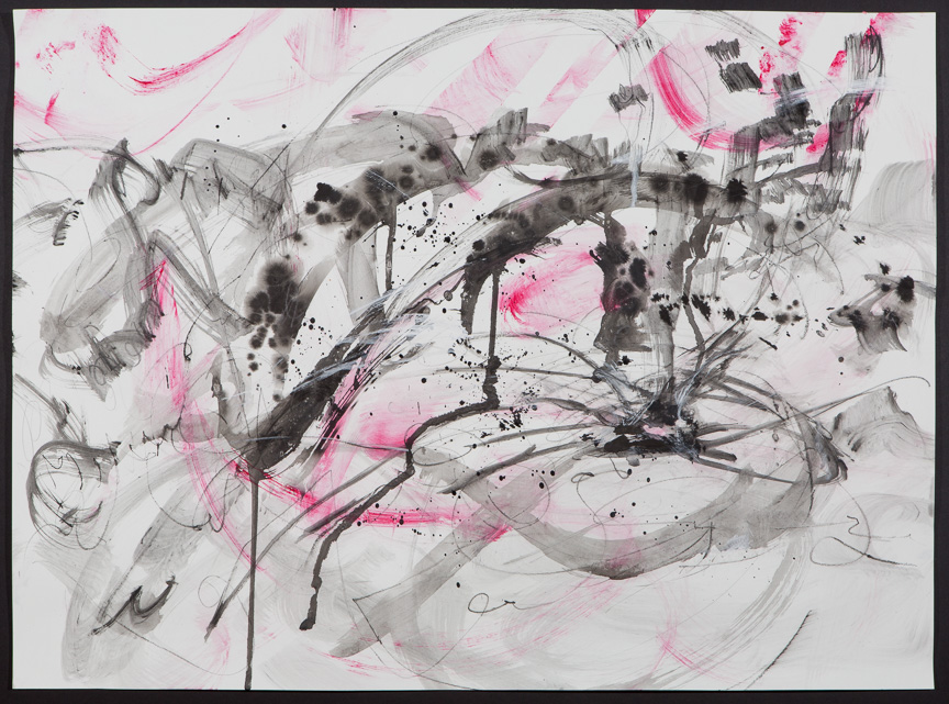  Untitled (pink/black/drip) 2015, 22 x 30" 