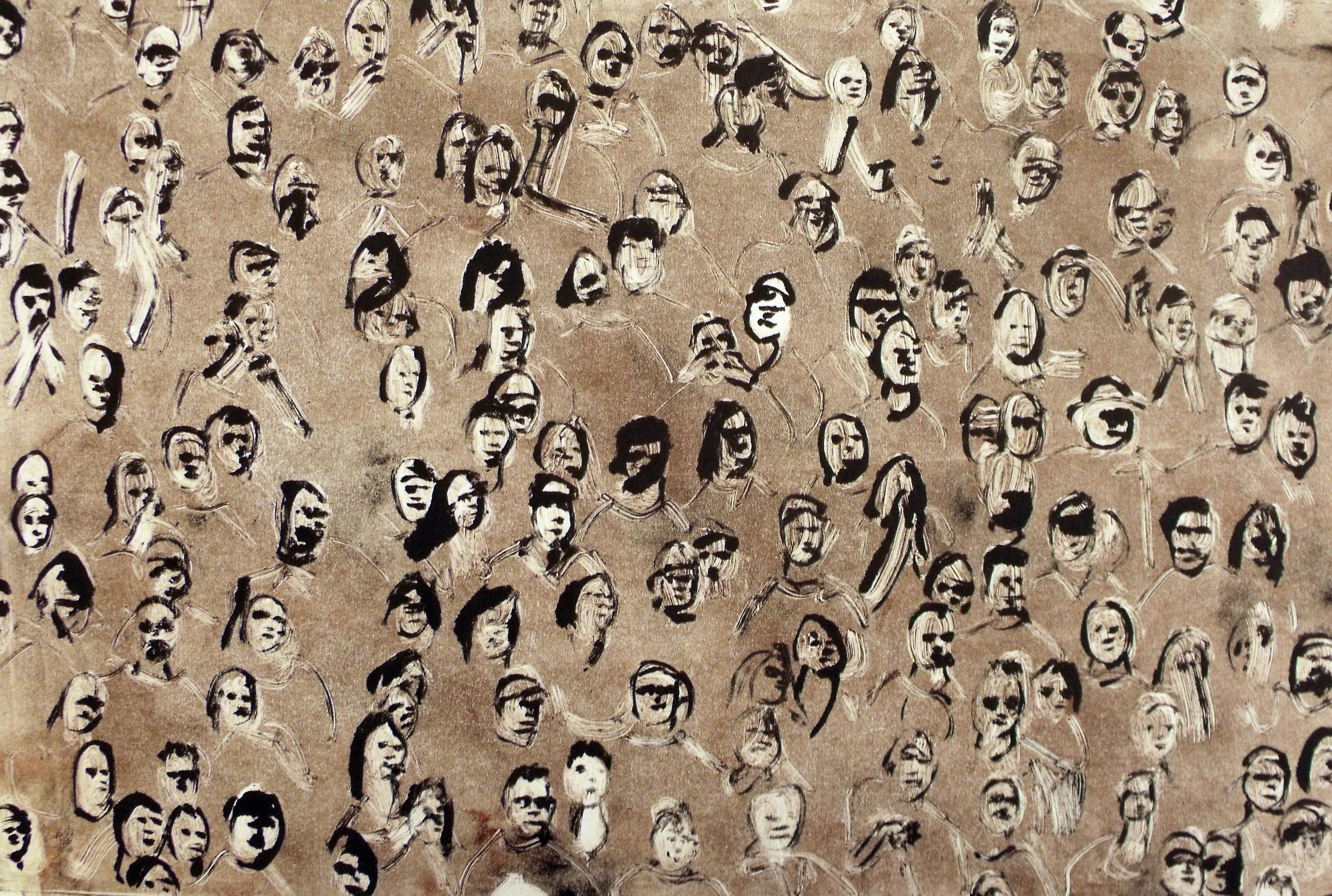 "Faces", 20"x 16" ink on paper