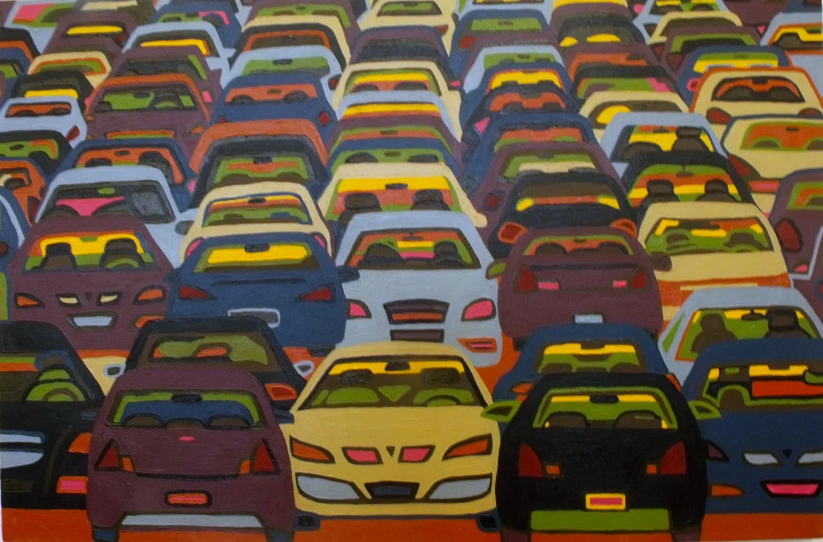 "Car Lot", oil on canvas, 24" x 36"