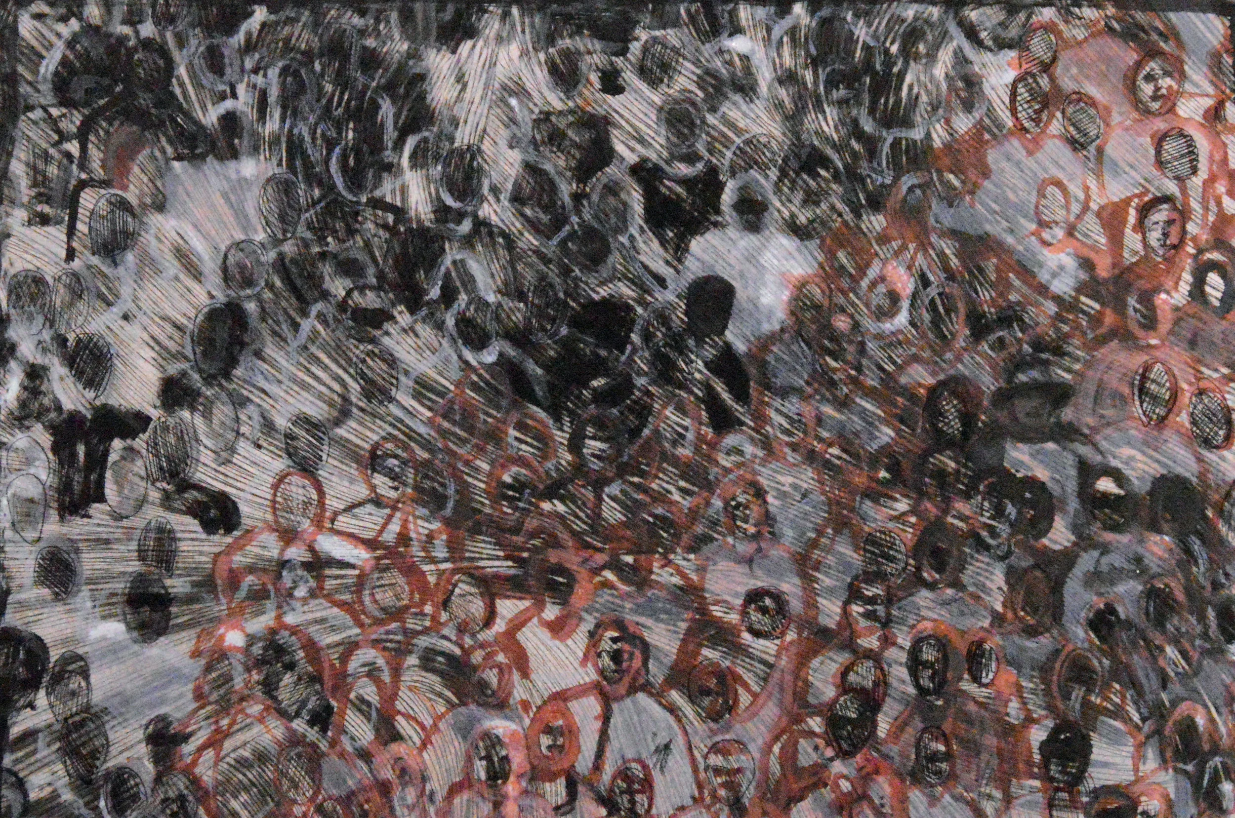 "Crowded Figures" "16 x 20: mixed media on paper