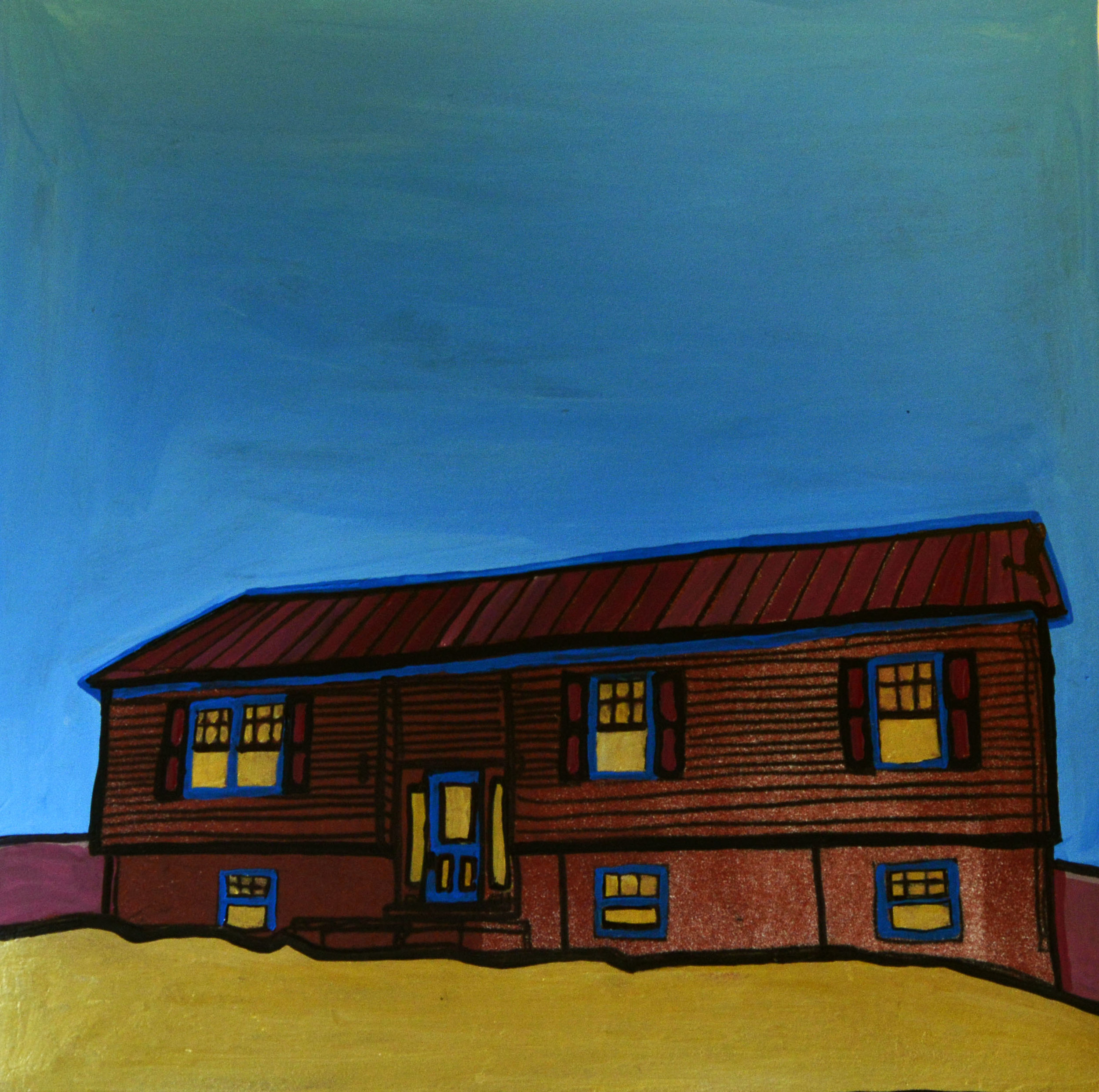 "Suburban Home VI" 9" x 9" monotype
