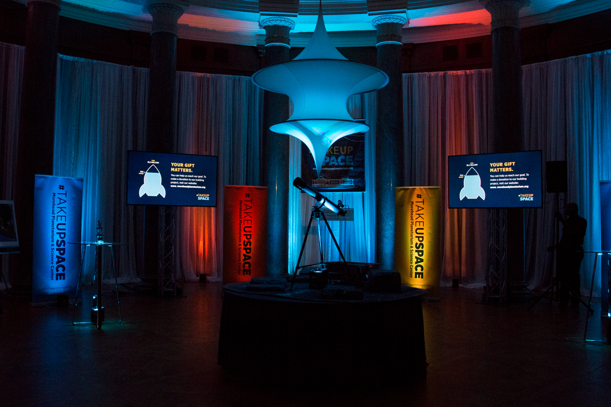 The set-up for the event space.