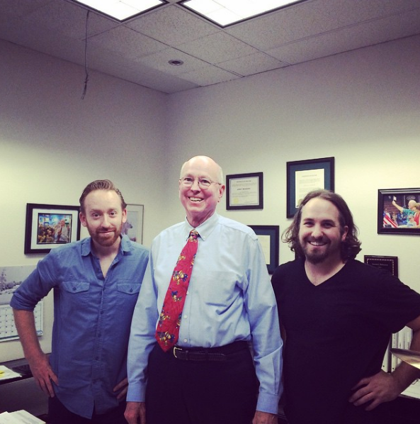Enormodome with Mayor Jerry Nabor at Flagstaff City Hall shooting the NPR Tiny Desk Contest music video for I'm Gonna Love You in December 2014.