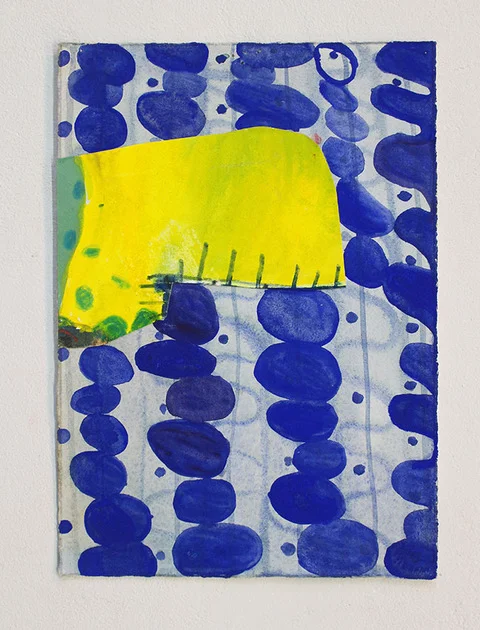 Linda Geary, Patch #5 2018 gouache, watercolor pencil, glue on paper 11 x 9.5in