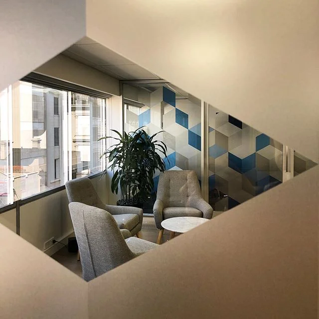 Visited the @smsfassociation yesterday and finally got around to taking photos of signage I designed a while back. They required some privacy screening for their meeting rooms but also wanted an allowance for natural light. Printed and installed by Ochre Digital