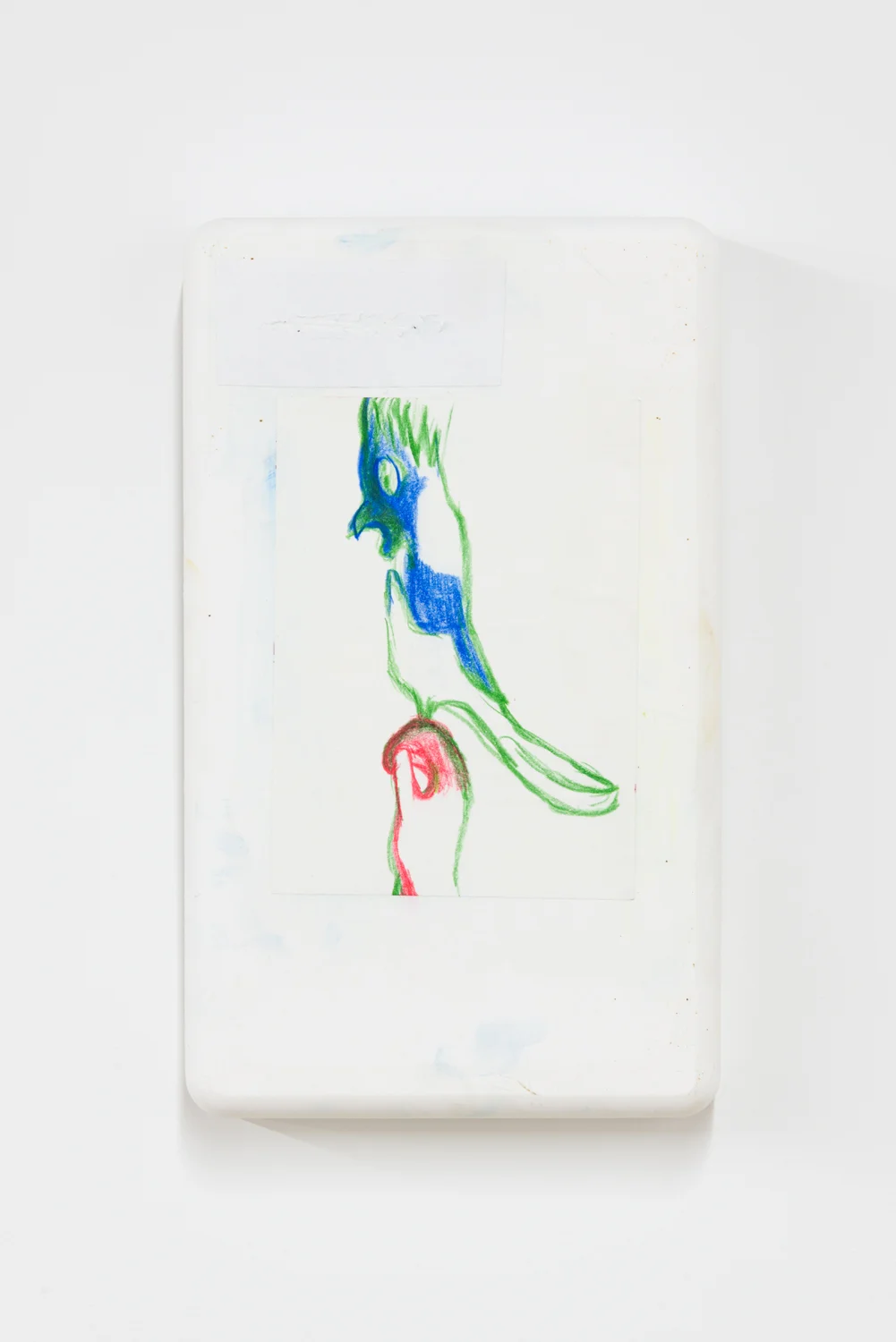 Why New French Art Is Lousy , 2017 Colored pencil on paper glued on plaster 31 x 19 x 4 cm ; 12 1/4 x 71/2 x 1 1/2 in
